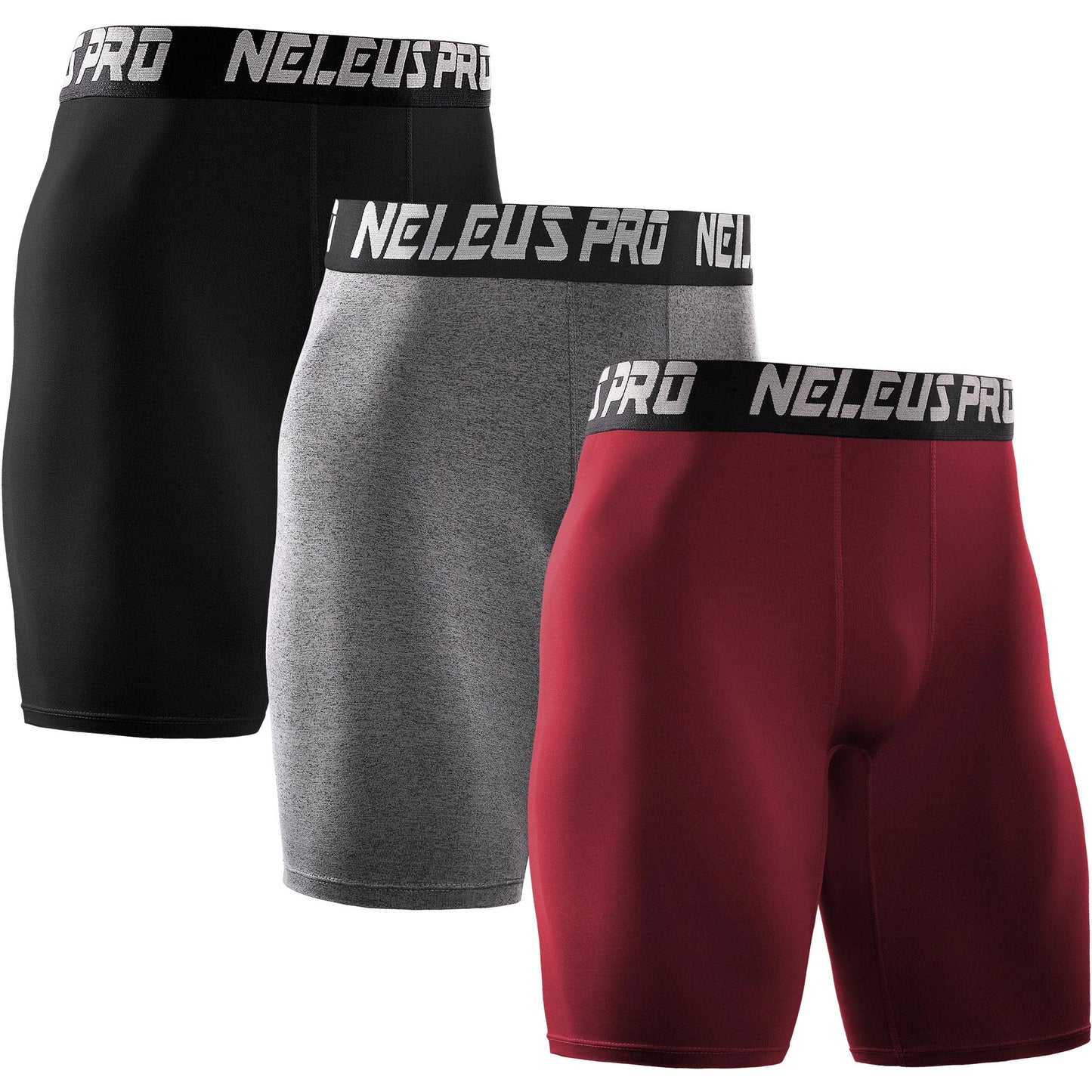 NELEUS Men's Performance Compression Shorts Athletic Workout Underwear 3 Pack