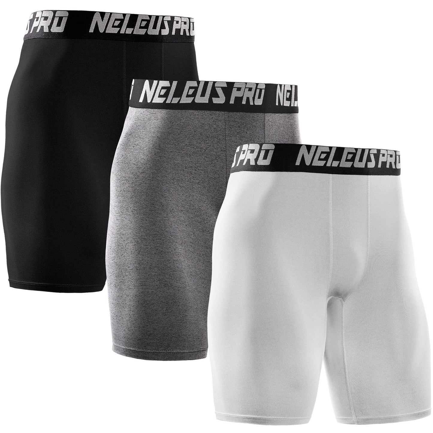 NELEUS Men's Performance Compression Shorts Athletic Workout Underwear 3 Pack