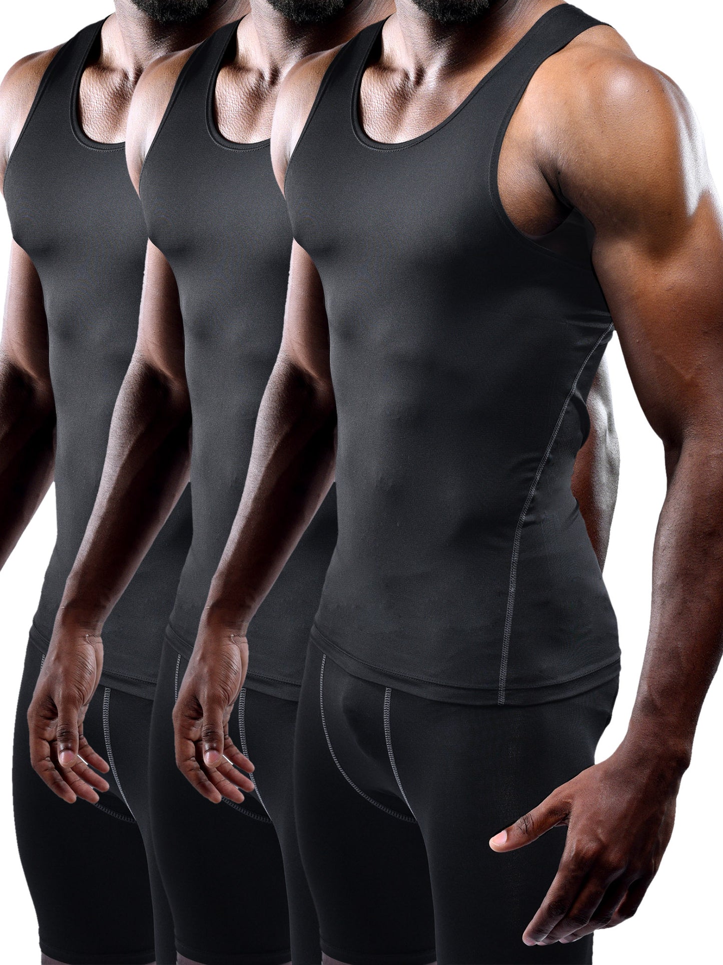 NELEUS Mens Athletic Compression Under Base Layer Sport Tank Top 3 Pack