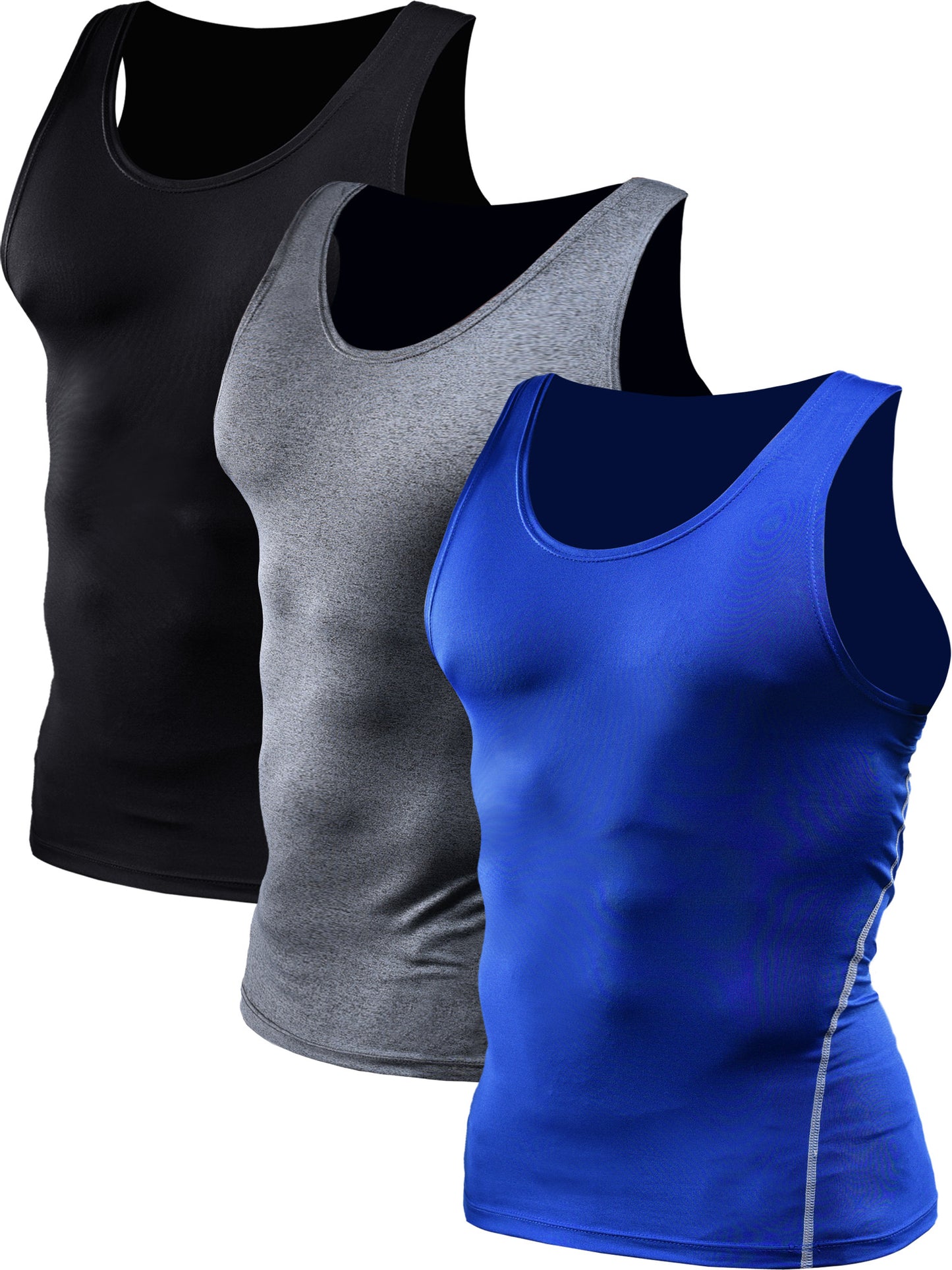 NELEUS Mens Athletic Compression Under Base Layer Sport Tank Top 3 Pack