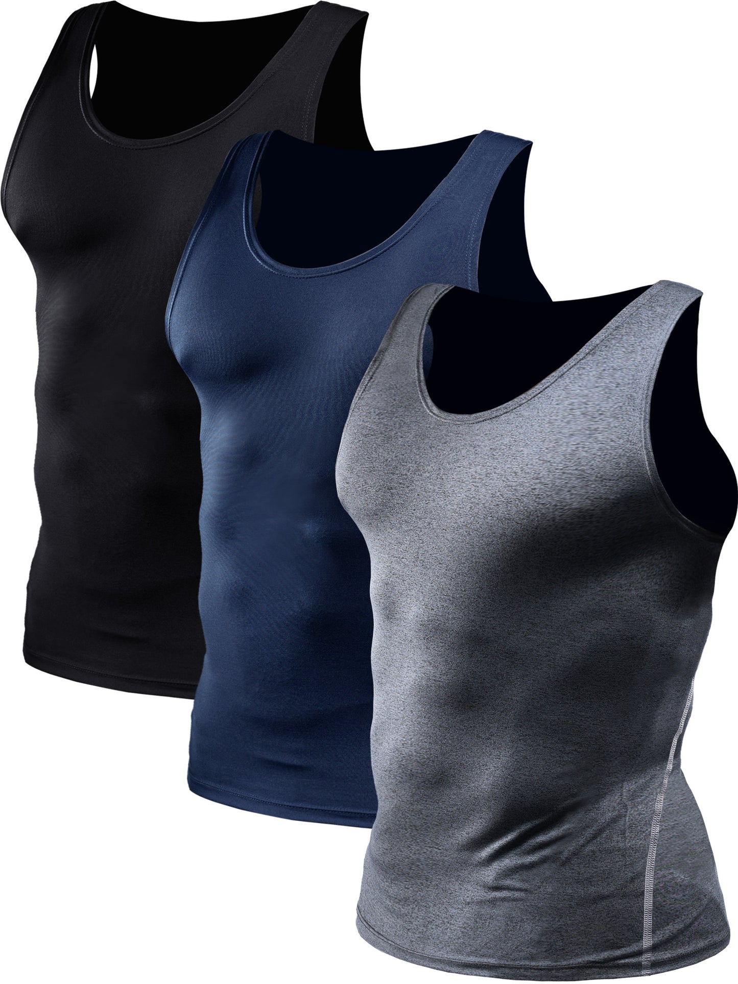 NELEUS Mens Athletic Compression Under Base Layer Sport Tank Top 3 Pack