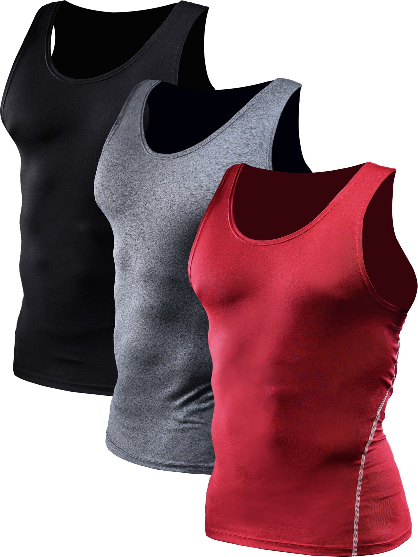 NELEUS Mens Athletic Compression Under Base Layer Sport Tank Top 3 Pack