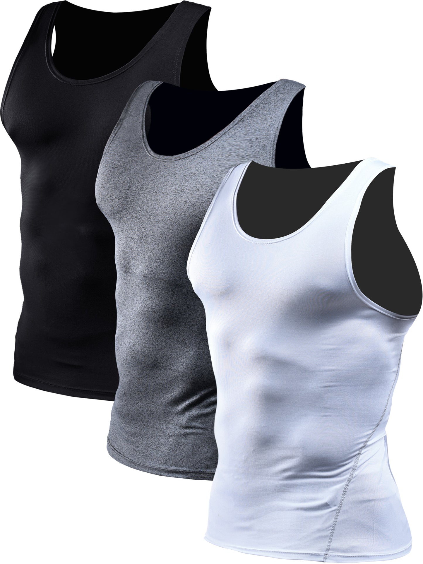 NELEUS Mens Athletic Compression Under Base Layer Sport Tank Top 3 Pack