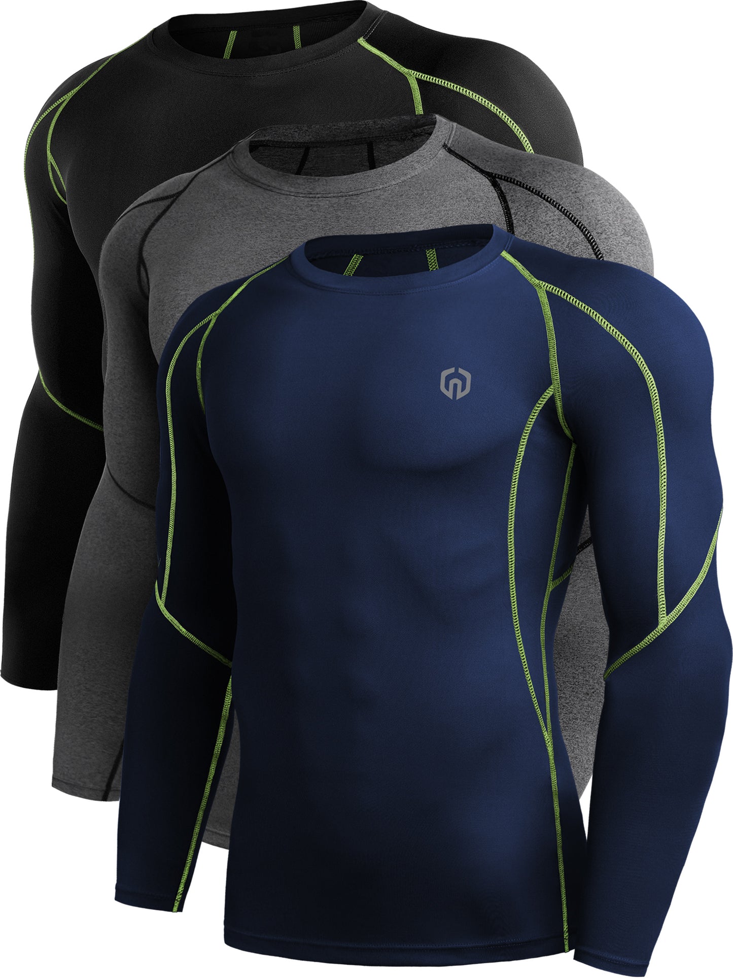 NELEUS Men Dry Fit Long Sleeve Compression Shirts Workout Running Shirts 3 Pack