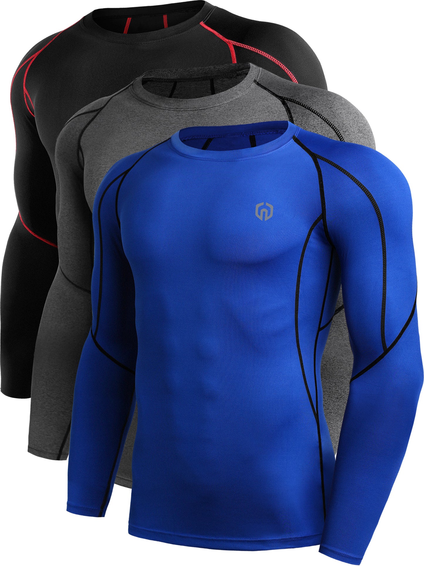 NELEUS Men Dry Fit Long Sleeve Compression Shirts Workout Running Shirts 3 Pack
