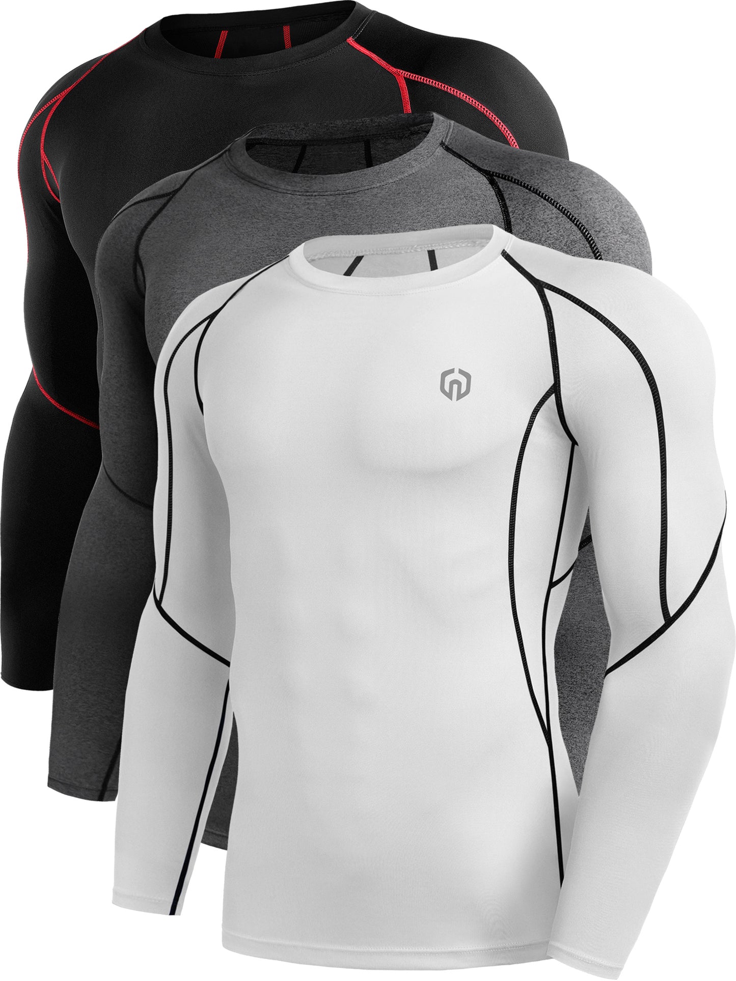 NELEUS Men Dry Fit Long Sleeve Compression Shirts Workout Running Shirts 3 Pack