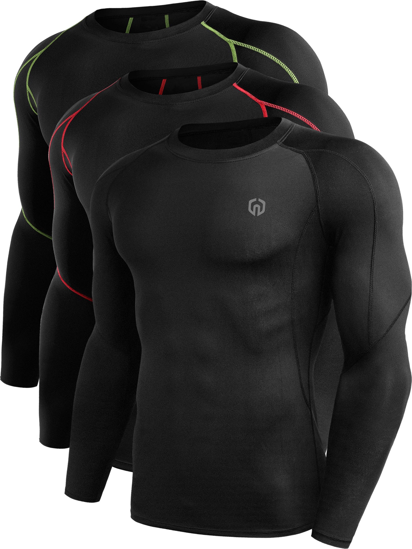NELEUS Men Dry Fit Long Sleeve Compression Shirts Workout Running Shirts 3 Pack
