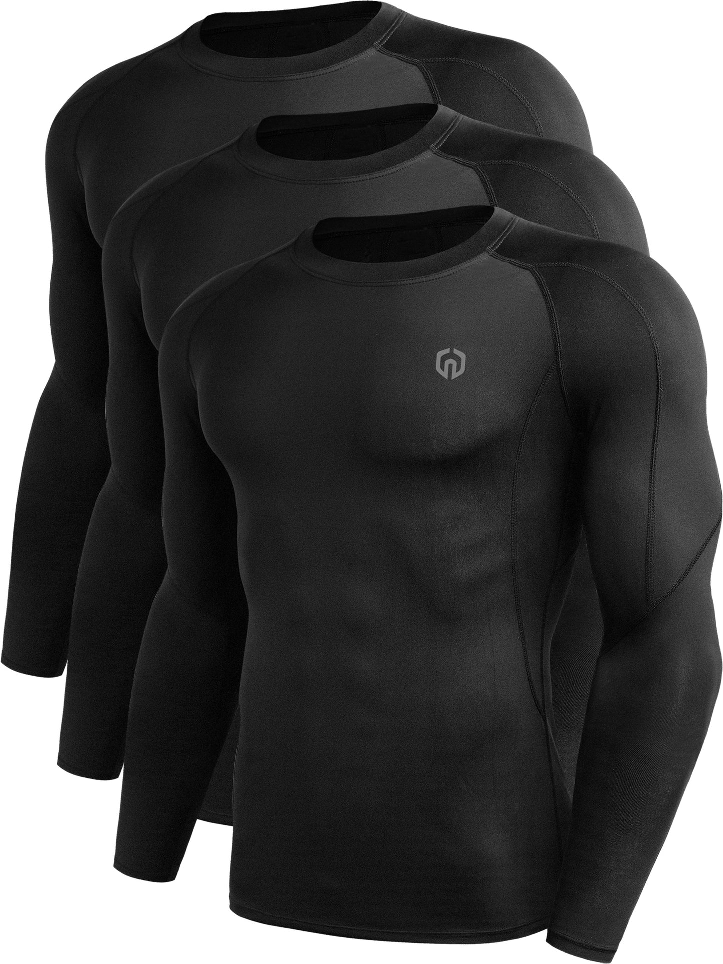NELEUS Men Dry Fit Long Sleeve Compression Shirts Workout Running Shirts 3 Pack