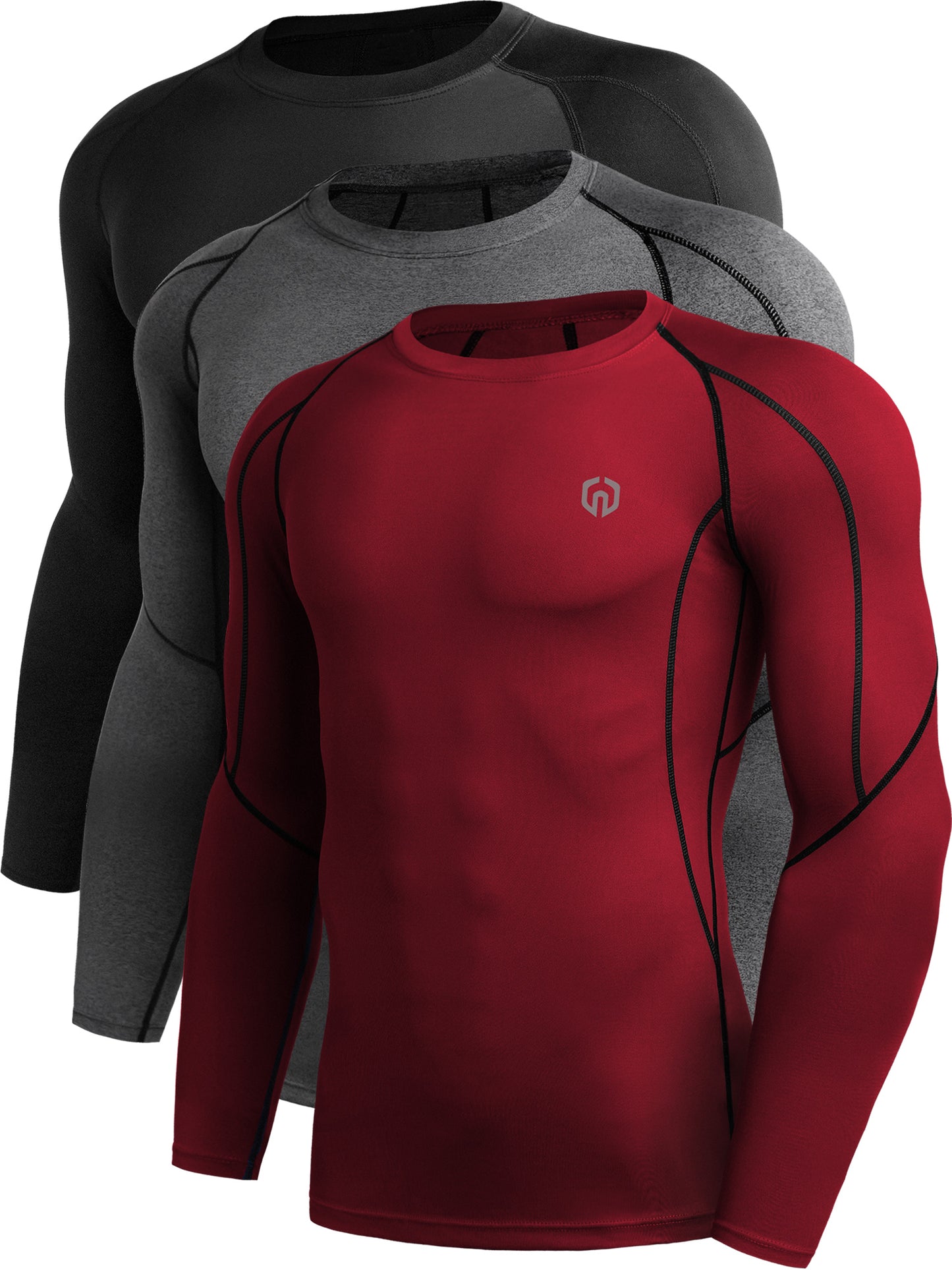 NELEUS Men Dry Fit Long Sleeve Compression Shirts Workout Running Shirts 3 Pack