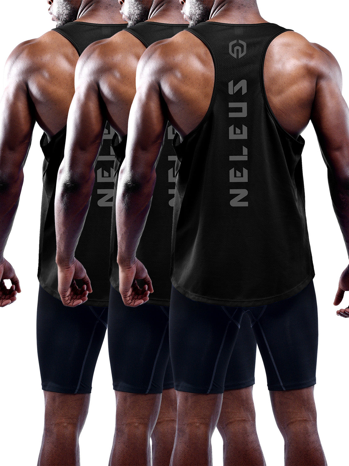 NELEUS Mens Dry Fit Y-Back Muscle Tank Top 3 Pack
