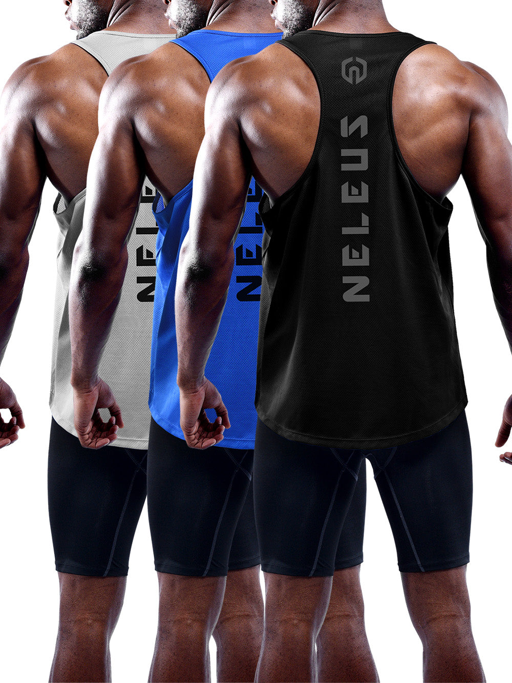 NELEUS Mens Dry Fit Y-Back Muscle Tank Top 3 Pack