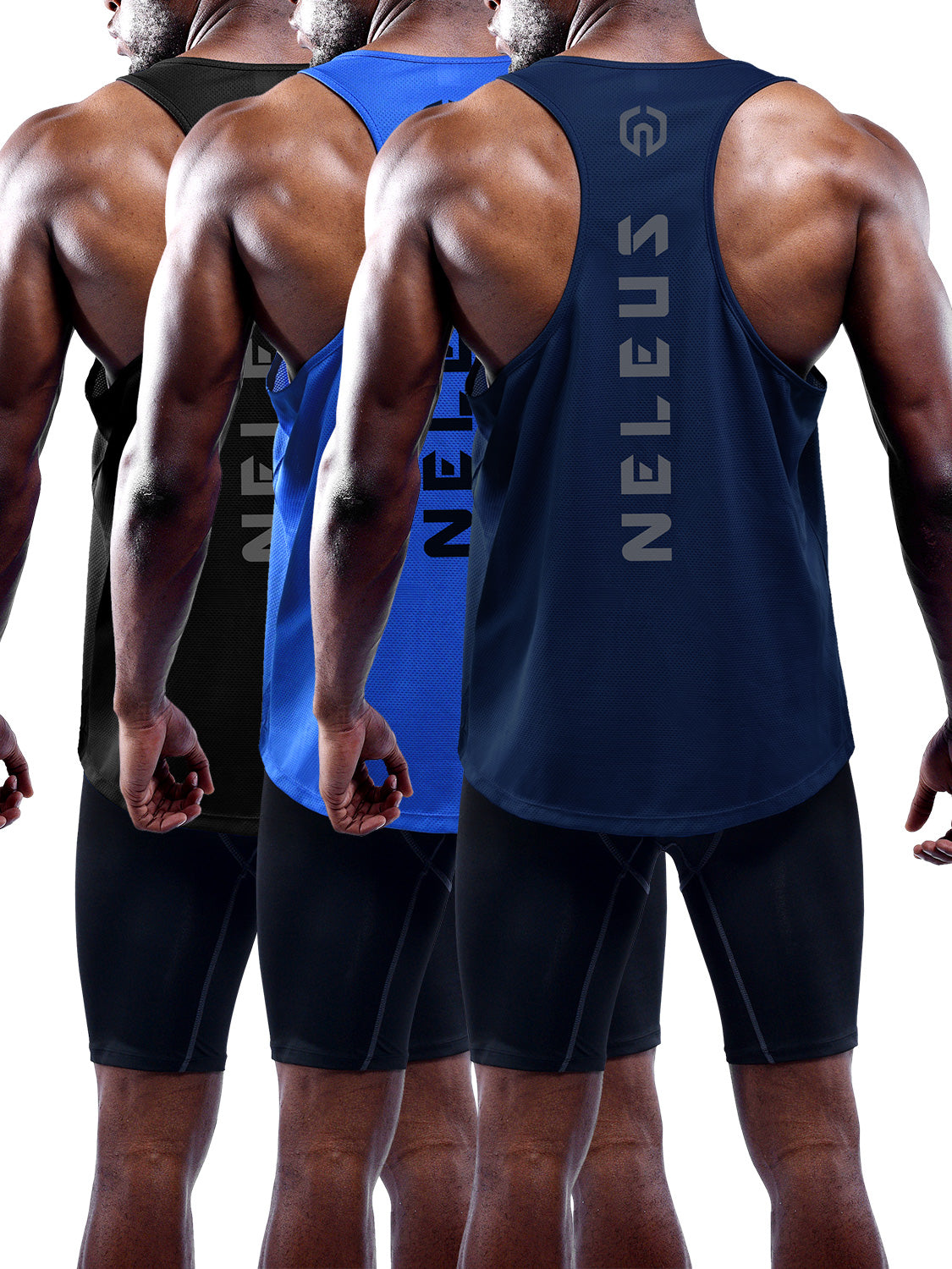 NELEUS Mens Dry Fit Y-Back Muscle Tank Top 3 Pack