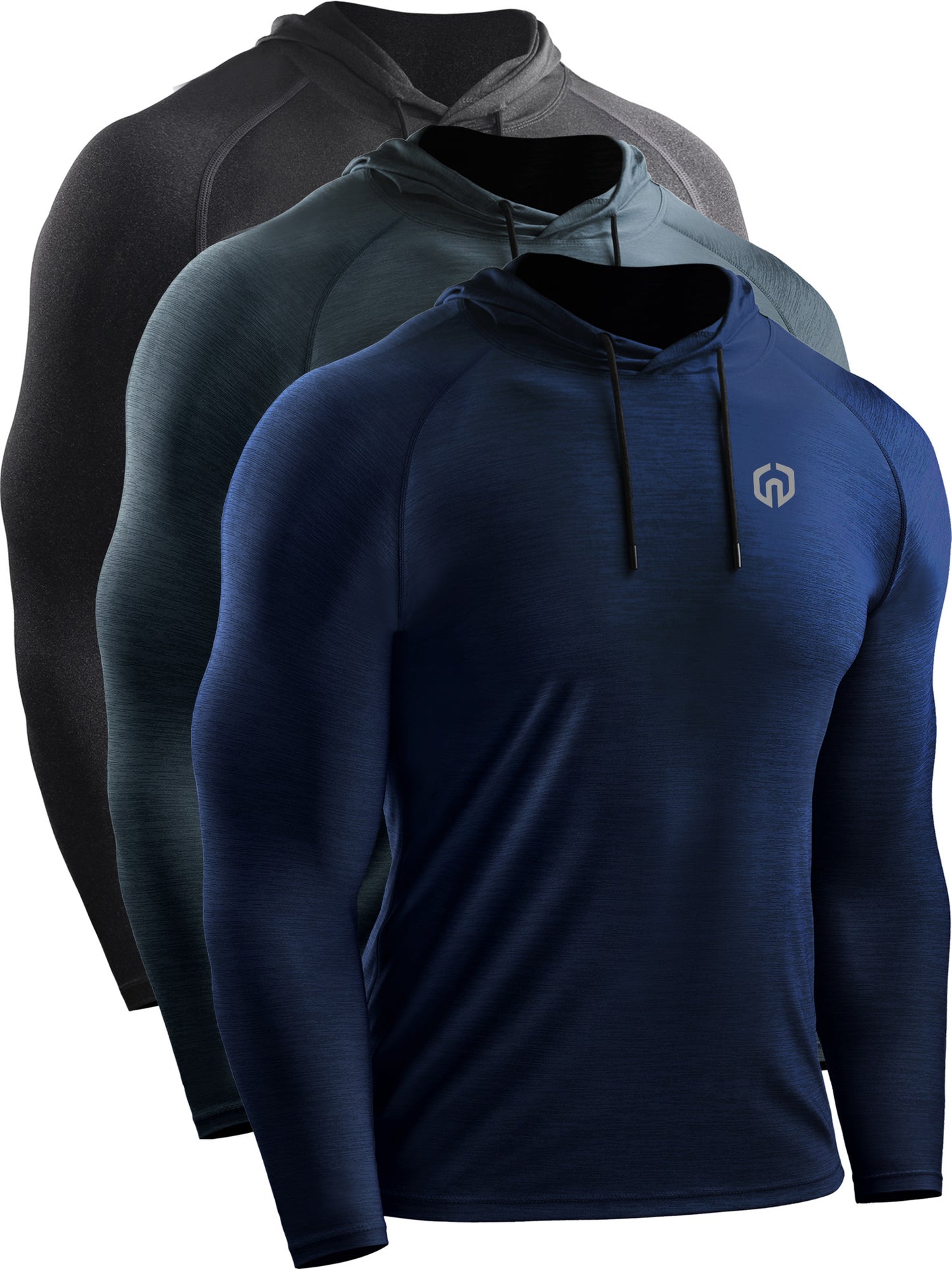 NELEUS Mens Dry Fit Athletic Workout Running Shirts Hoodie Long Sleeve