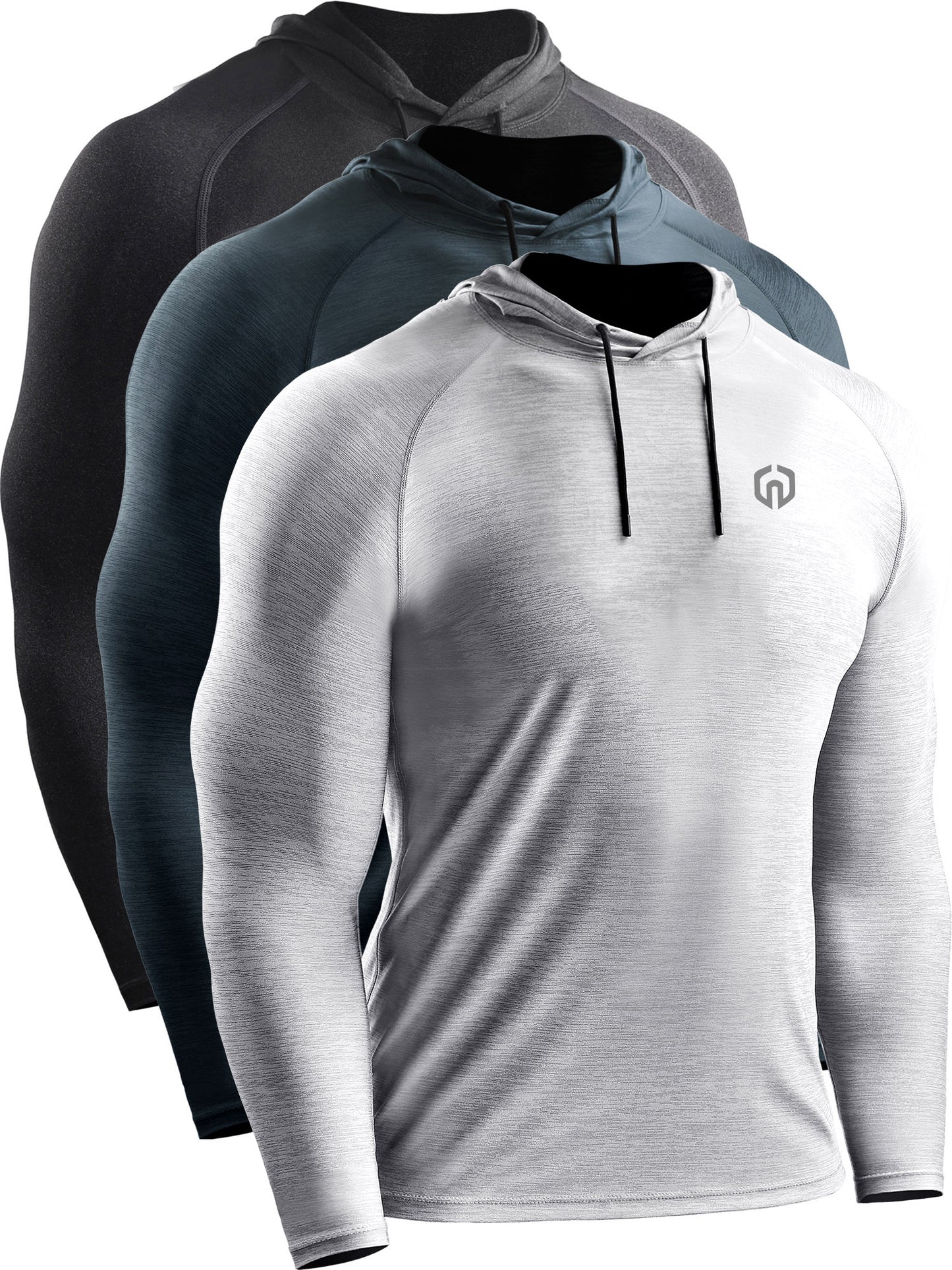 NELEUS Mens Dry Fit Athletic Workout Running Shirts Hoodie Long Sleeve