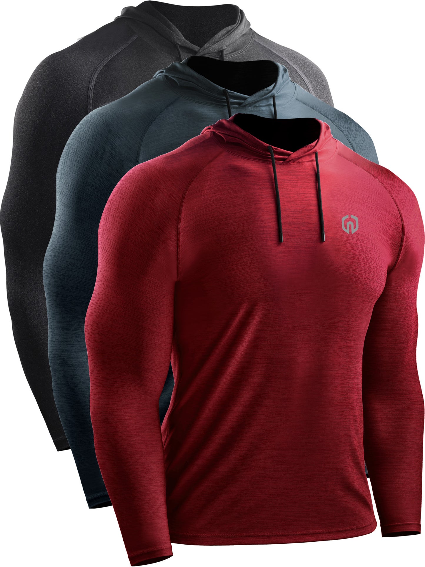 NELEUS Mens Dry Fit Athletic Workout Running Shirts Hoodie Long Sleeve