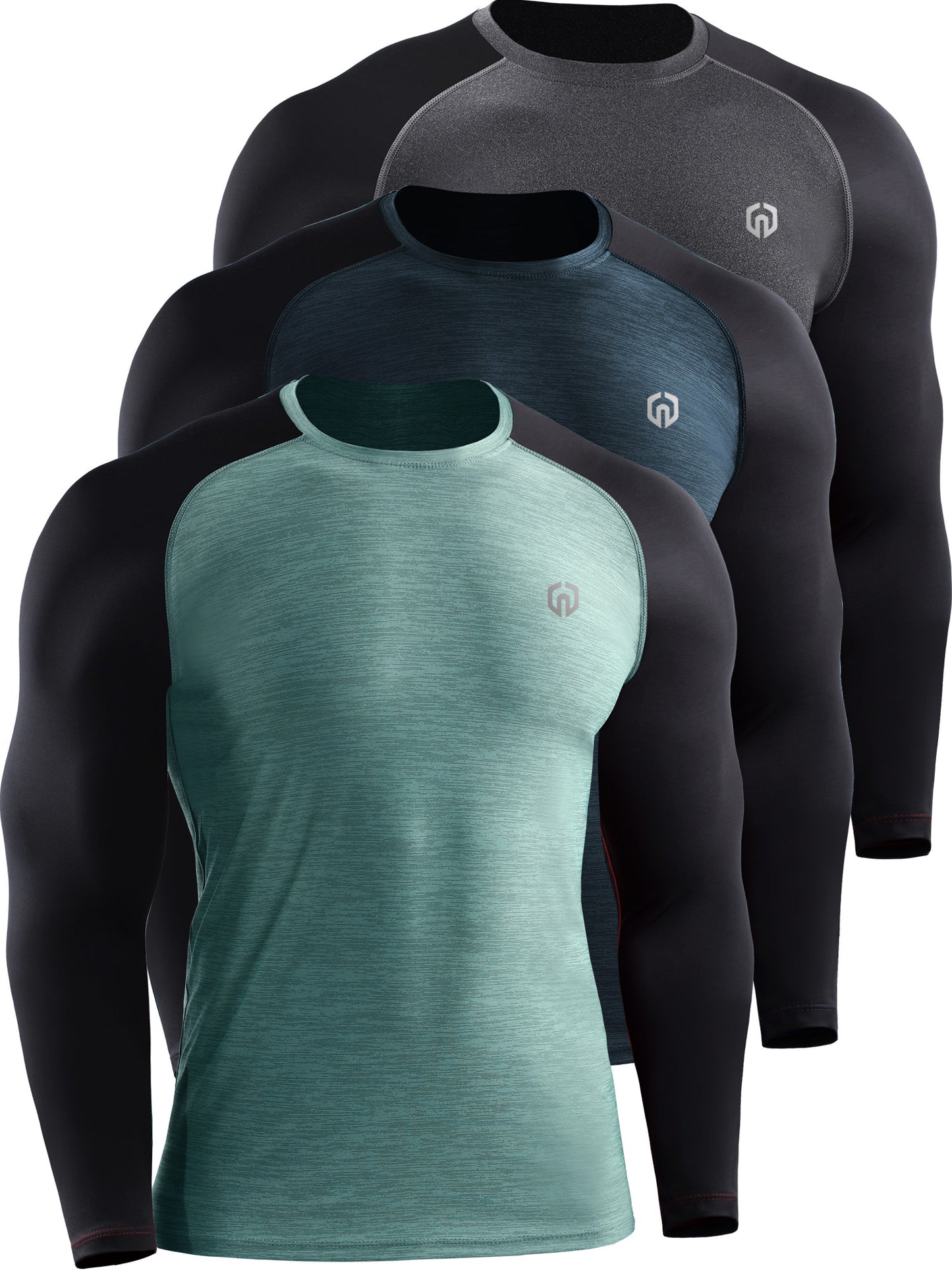 NELEUS Mens Dry Fit Long Sleeve Athletic Workout Shirts 3 Pack