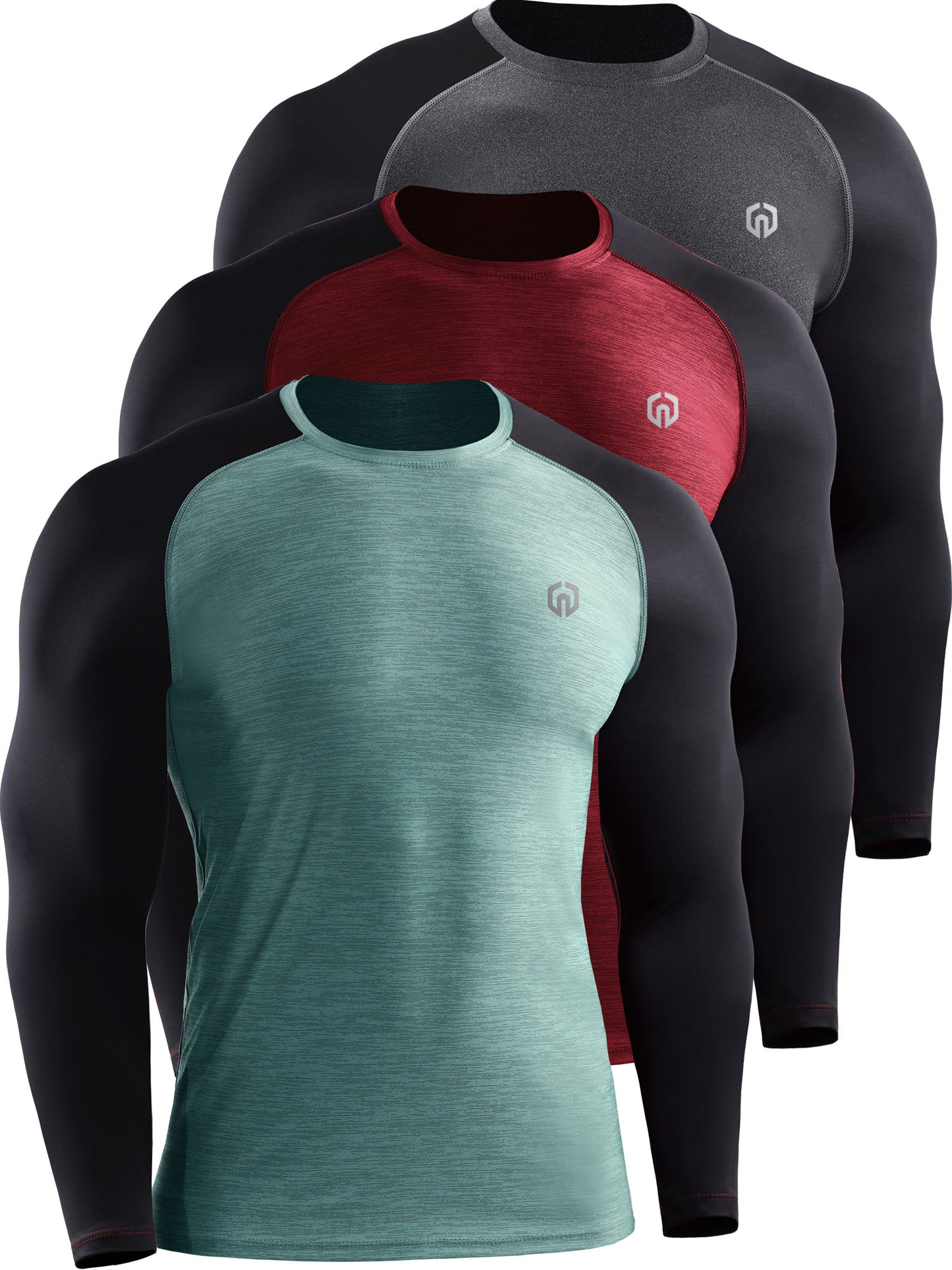 NELEUS Mens Dry Fit Long Sleeve Athletic Workout Shirts 3 Pack