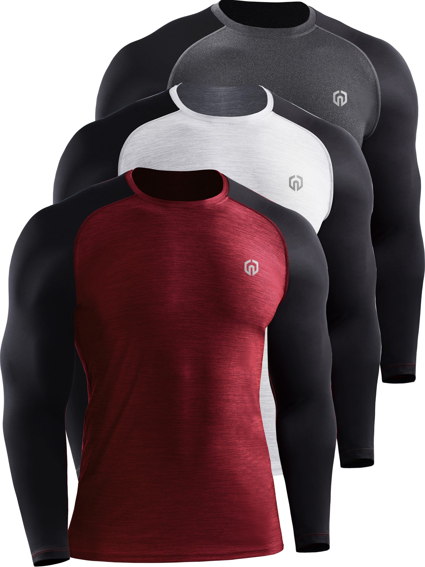 NELEUS Mens Dry Fit Long Sleeve Athletic Workout Shirts 3 Pack