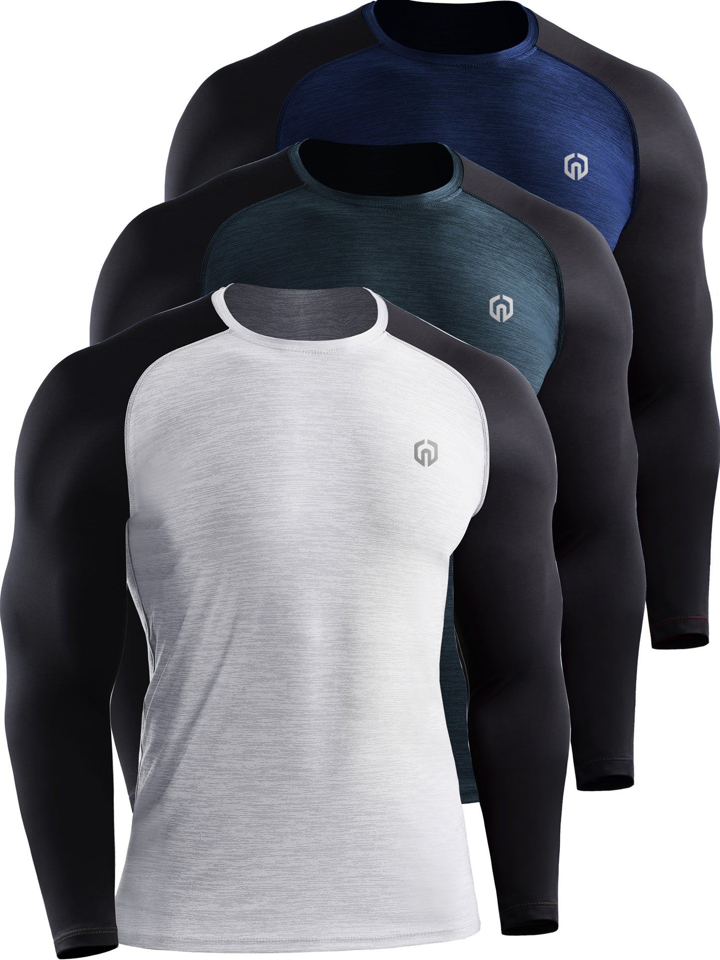NELEUS Mens Dry Fit Long Sleeve Athletic Workout Shirts 3 Pack
