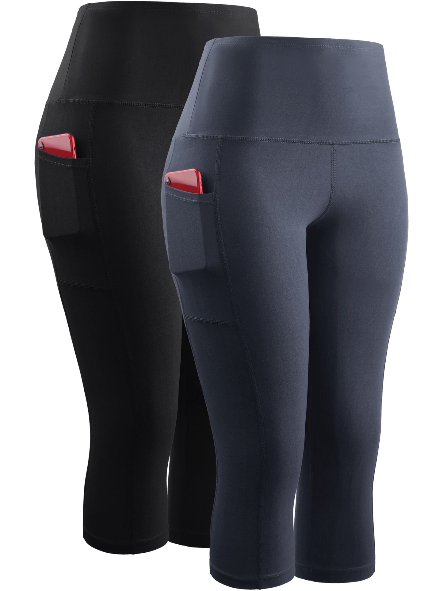 NELEUS Womens High Waist Yoga Capris Tummy Control Workout Stretch Capri Leggings with Pockets