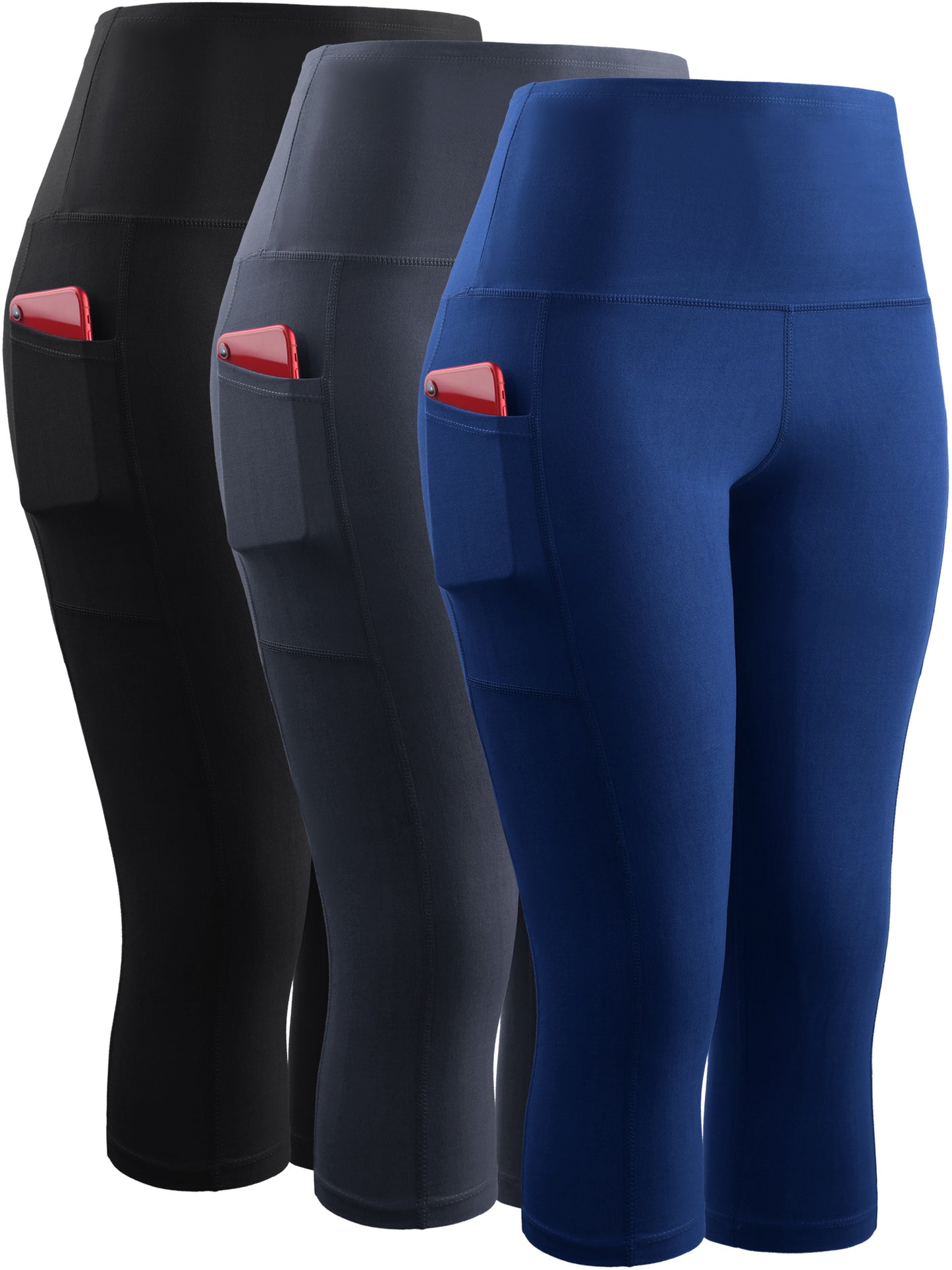 NELEUS Womens High Waist Yoga Capris Tummy Control Workout Stretch Capri Leggings with Pockets