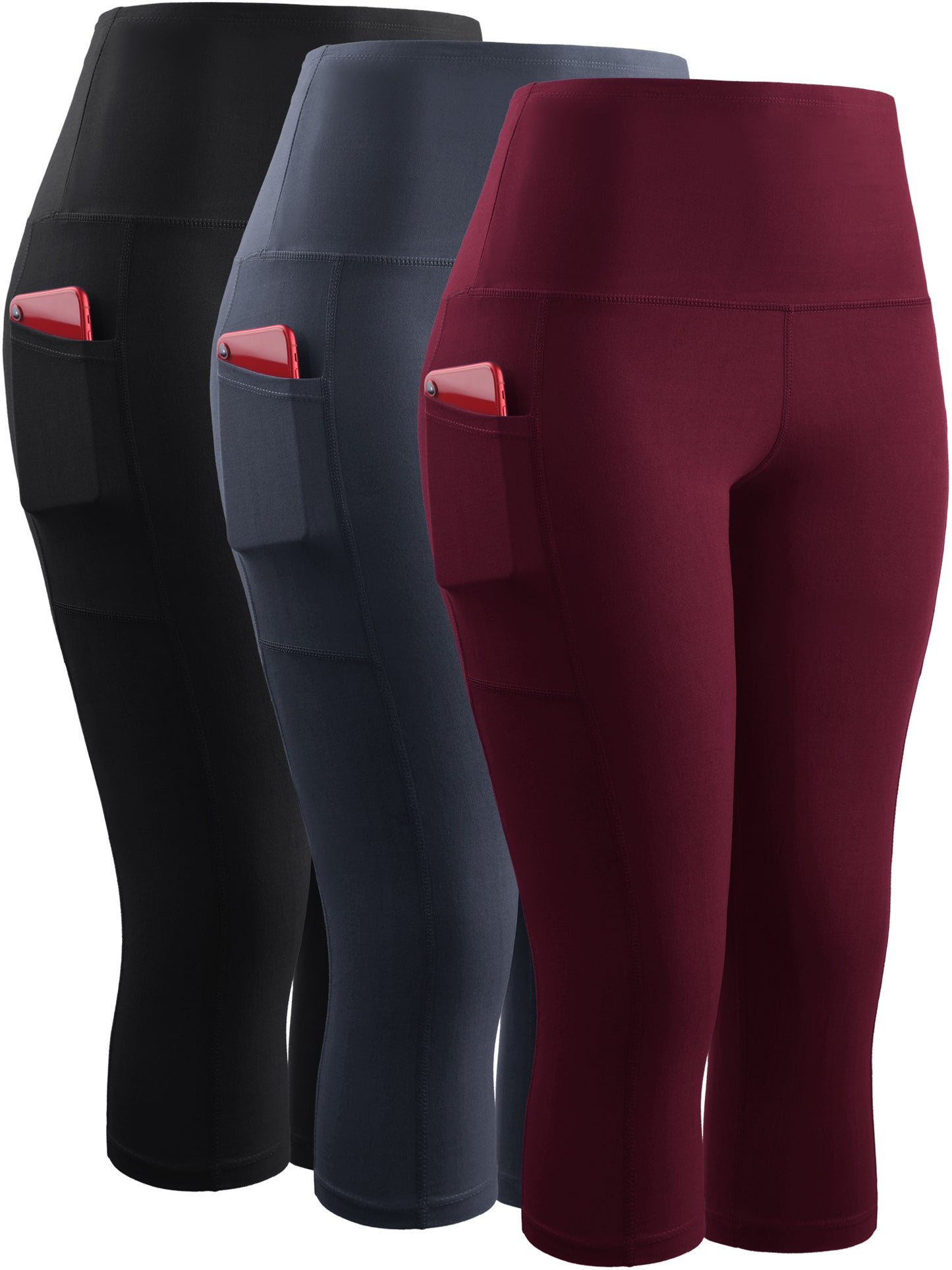 NELEUS Womens High Waist Yoga Capris Tummy Control Workout Stretch Capri Leggings with Pockets