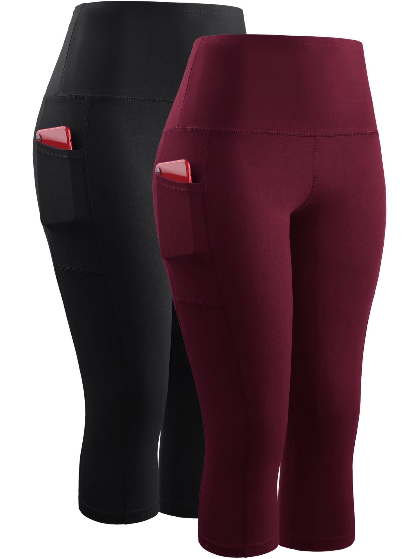 NELEUS Womens High Waist Yoga Capris Tummy Control Workout Stretch Capri Leggings with Pockets
