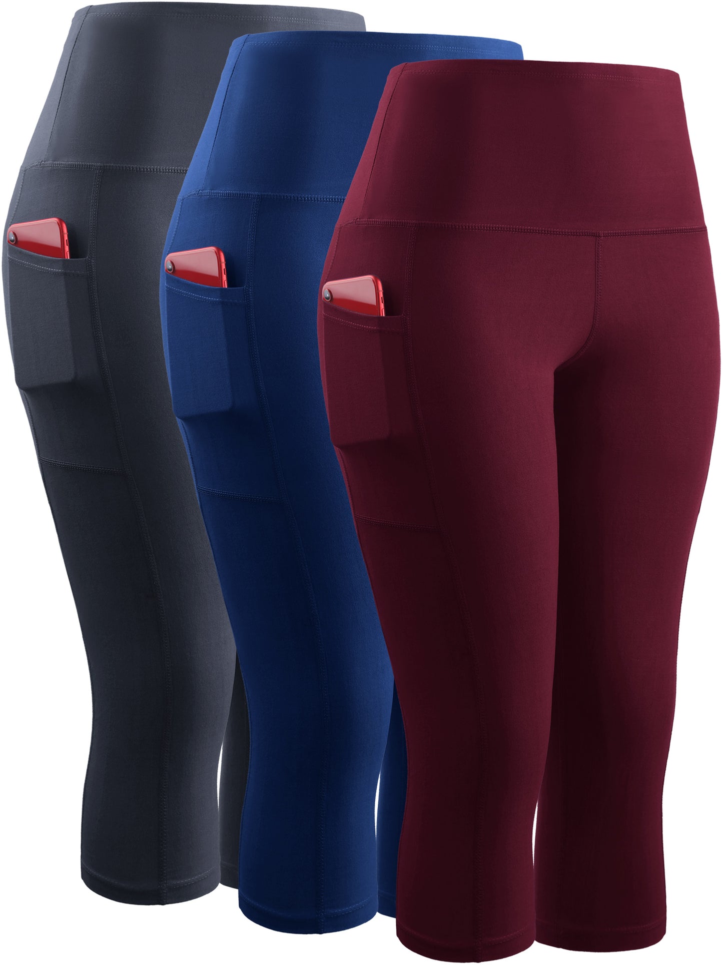 NELEUS Womens High Waist Yoga Capris Tummy Control Workout Stretch Capri Leggings with Pockets
