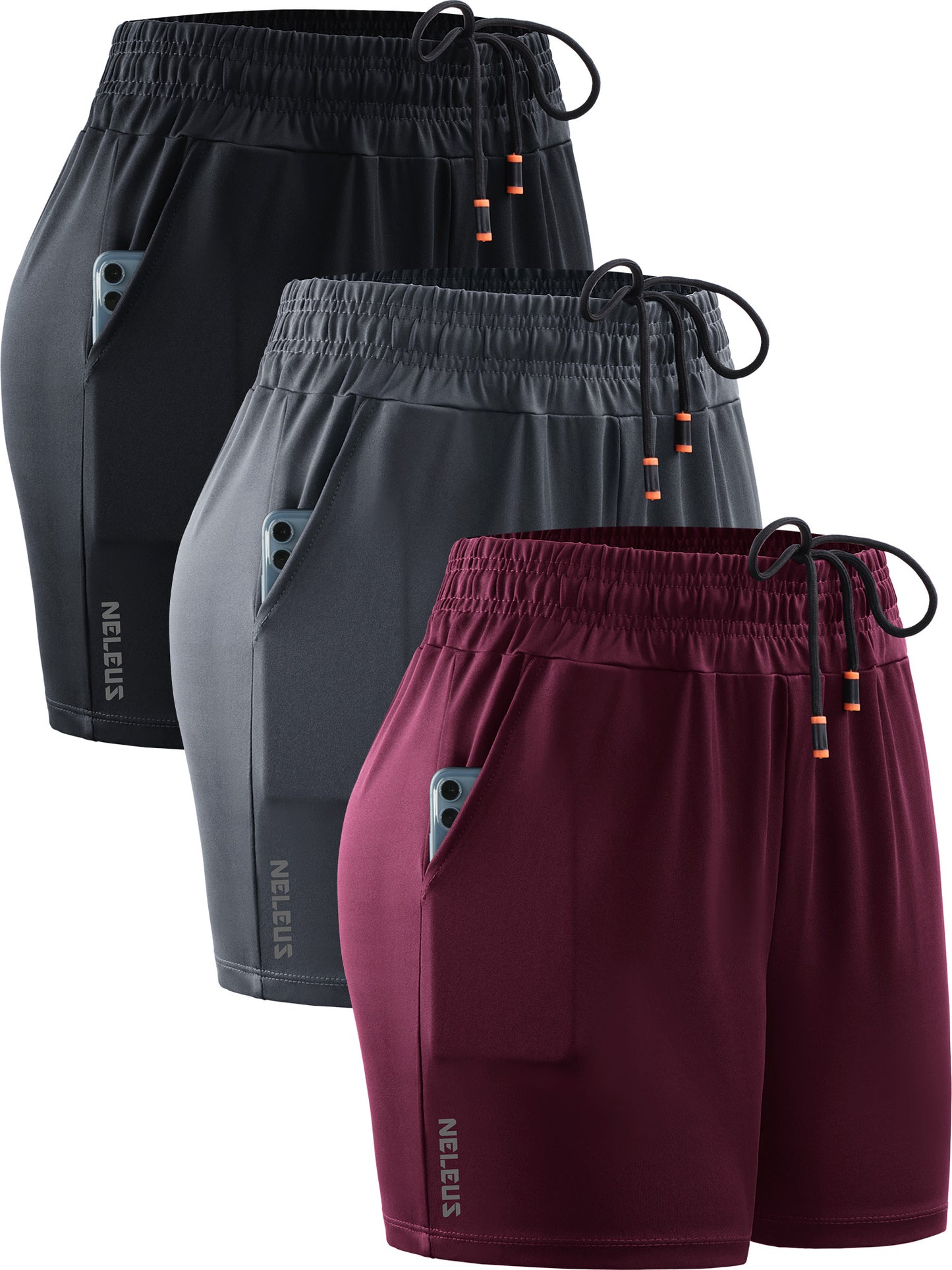 NELEUS Womens Elastic Waist Athletic Running Shorts for Workout Casual with Pockets