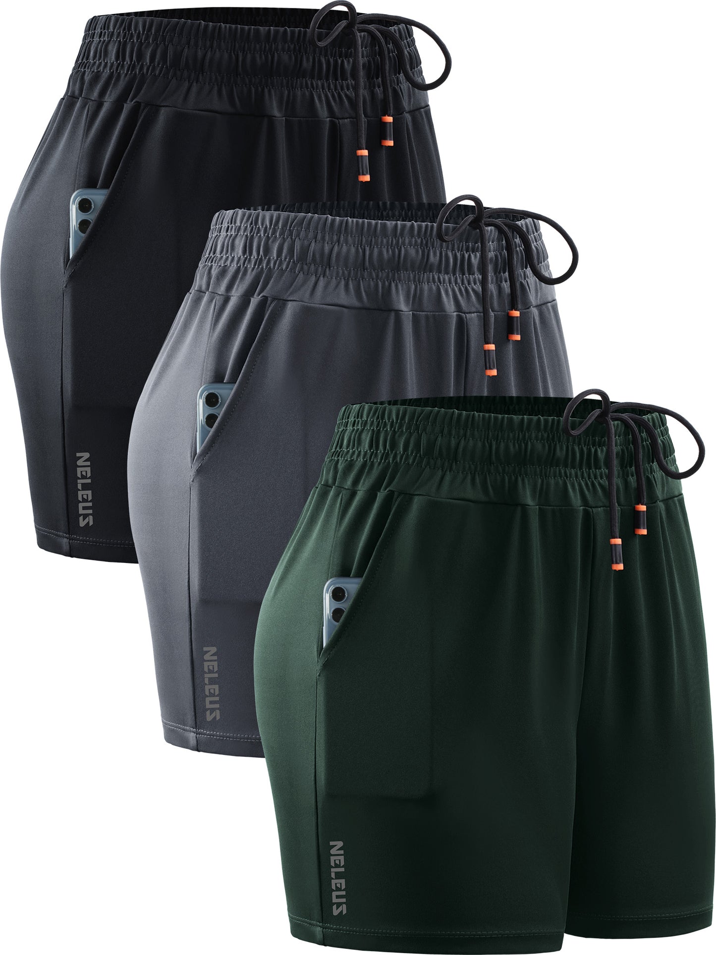 NELEUS Womens Elastic Waist Athletic Running Shorts for Workout Casual with Pockets