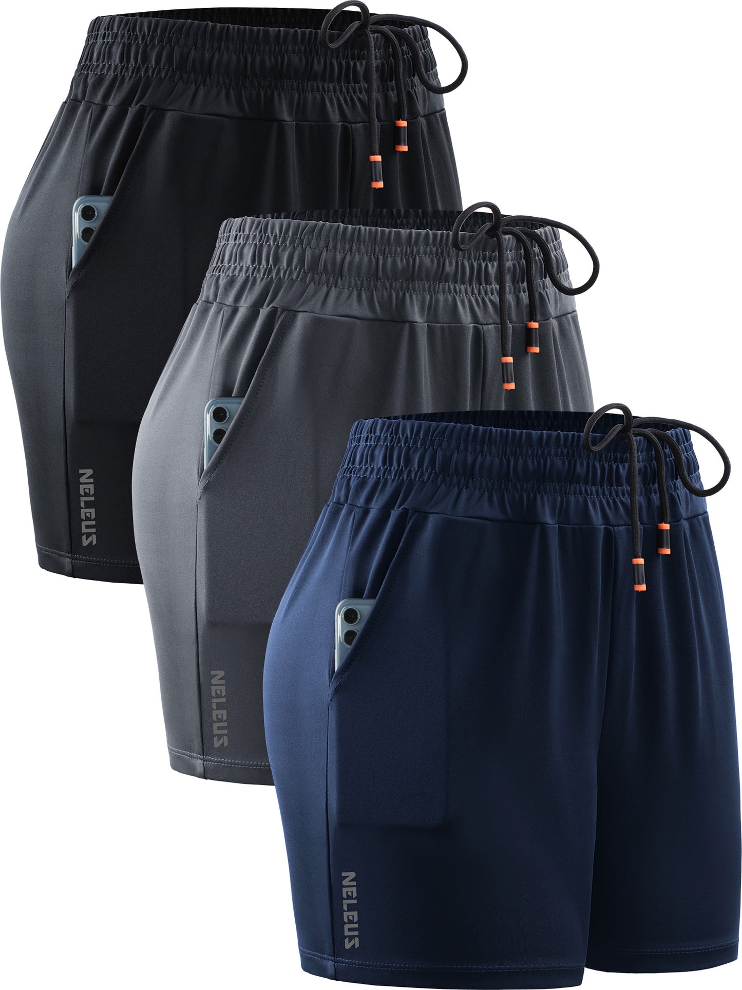 NELEUS Womens Elastic Waist Athletic Running Shorts for Workout Casual with Pockets