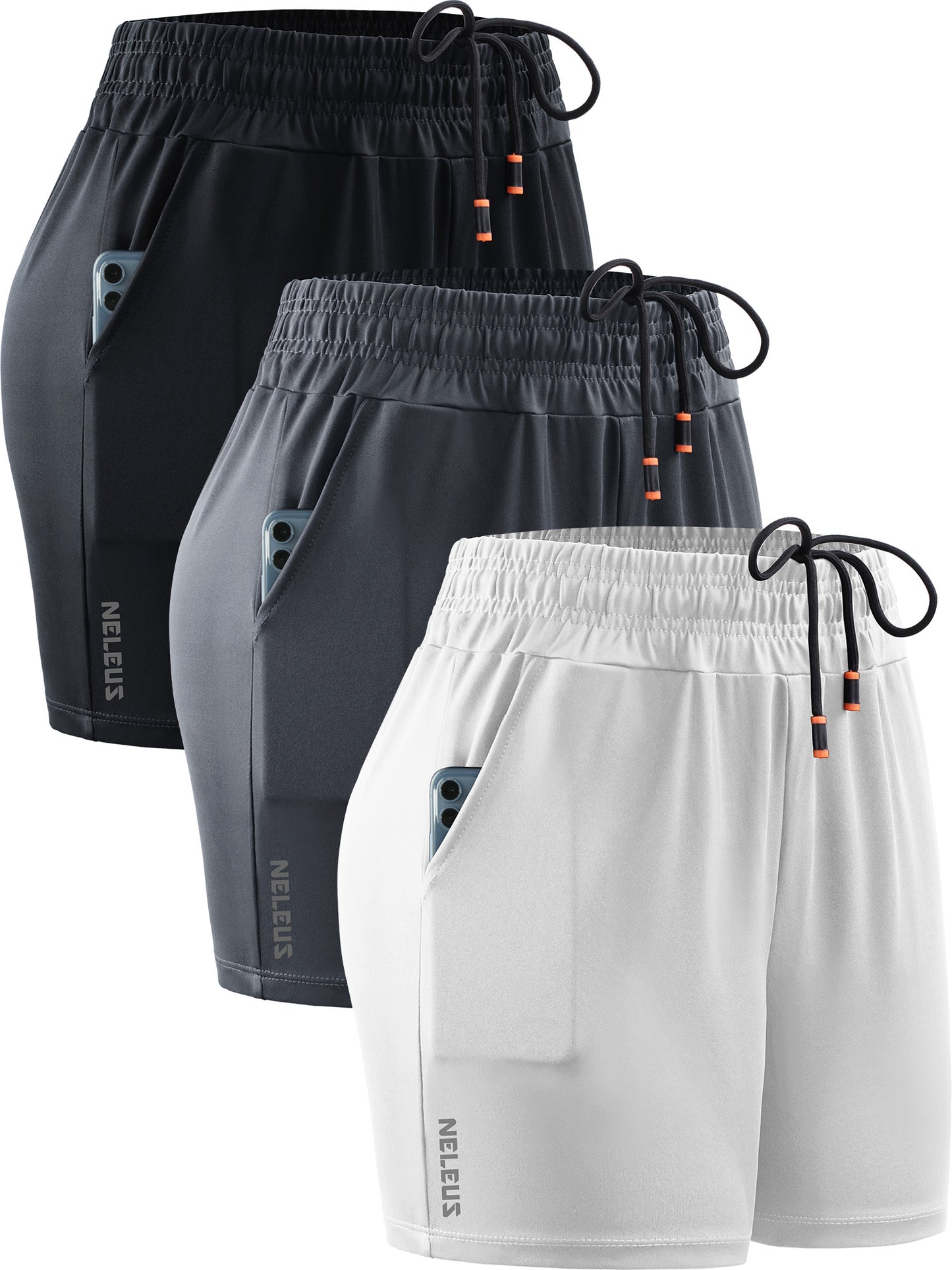 NELEUS Womens Elastic Waist Athletic Running Shorts for Workout Casual with Pockets