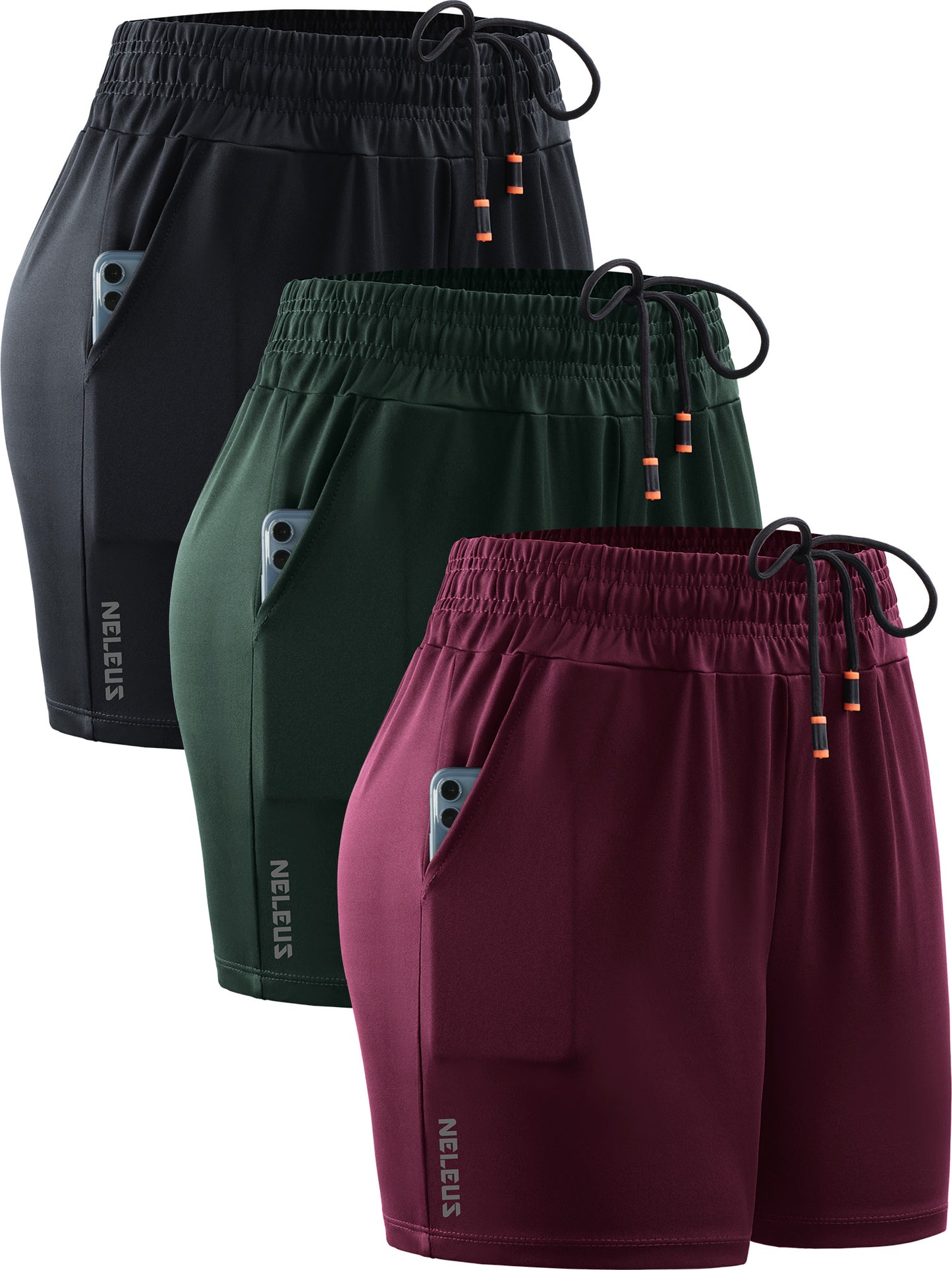 NELEUS Womens Elastic Waist Athletic Running Shorts for Workout Casual with Pockets