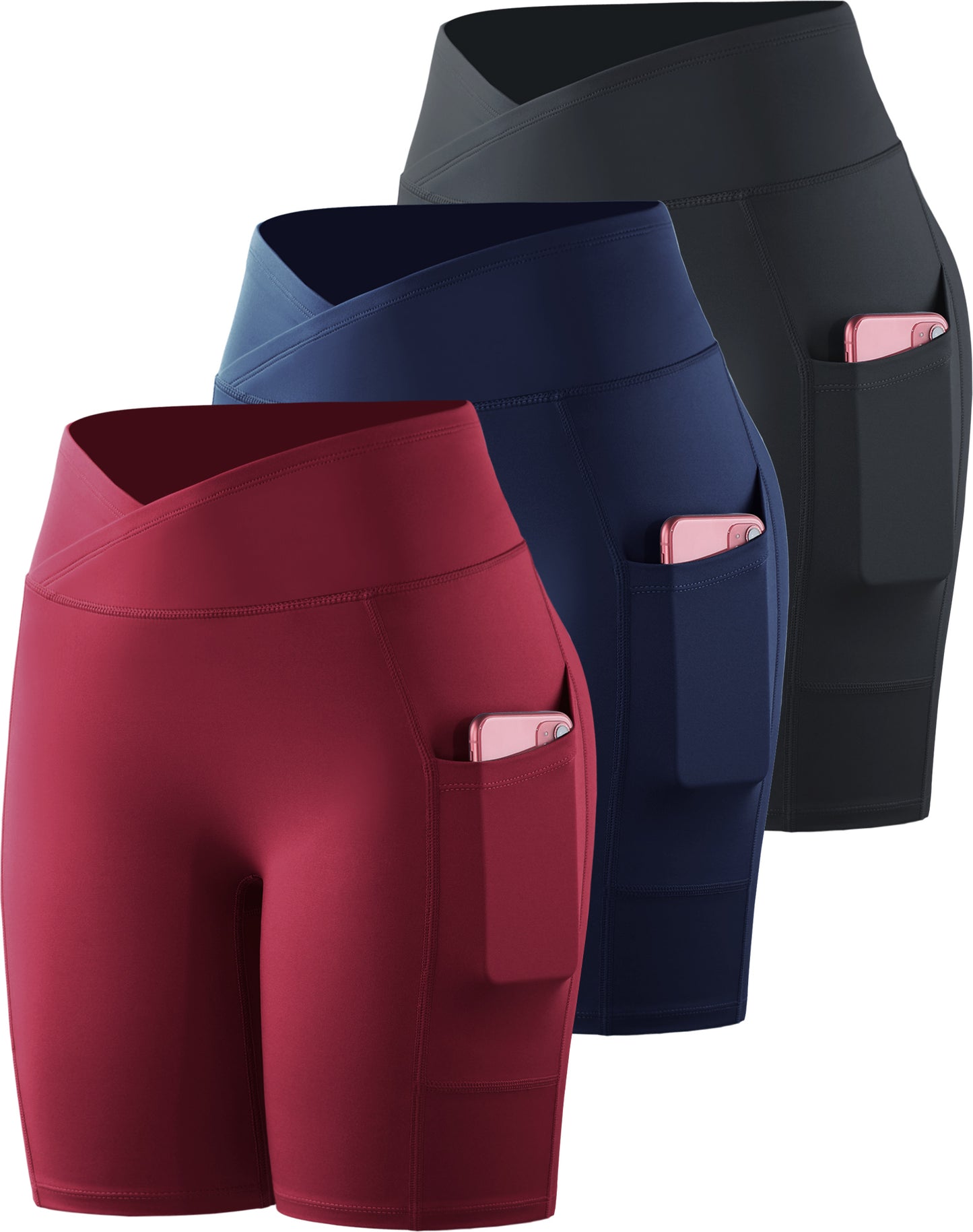 NELEUS Womens V Cross Waist Athletic Bike Shorts for Yoga with Pockets