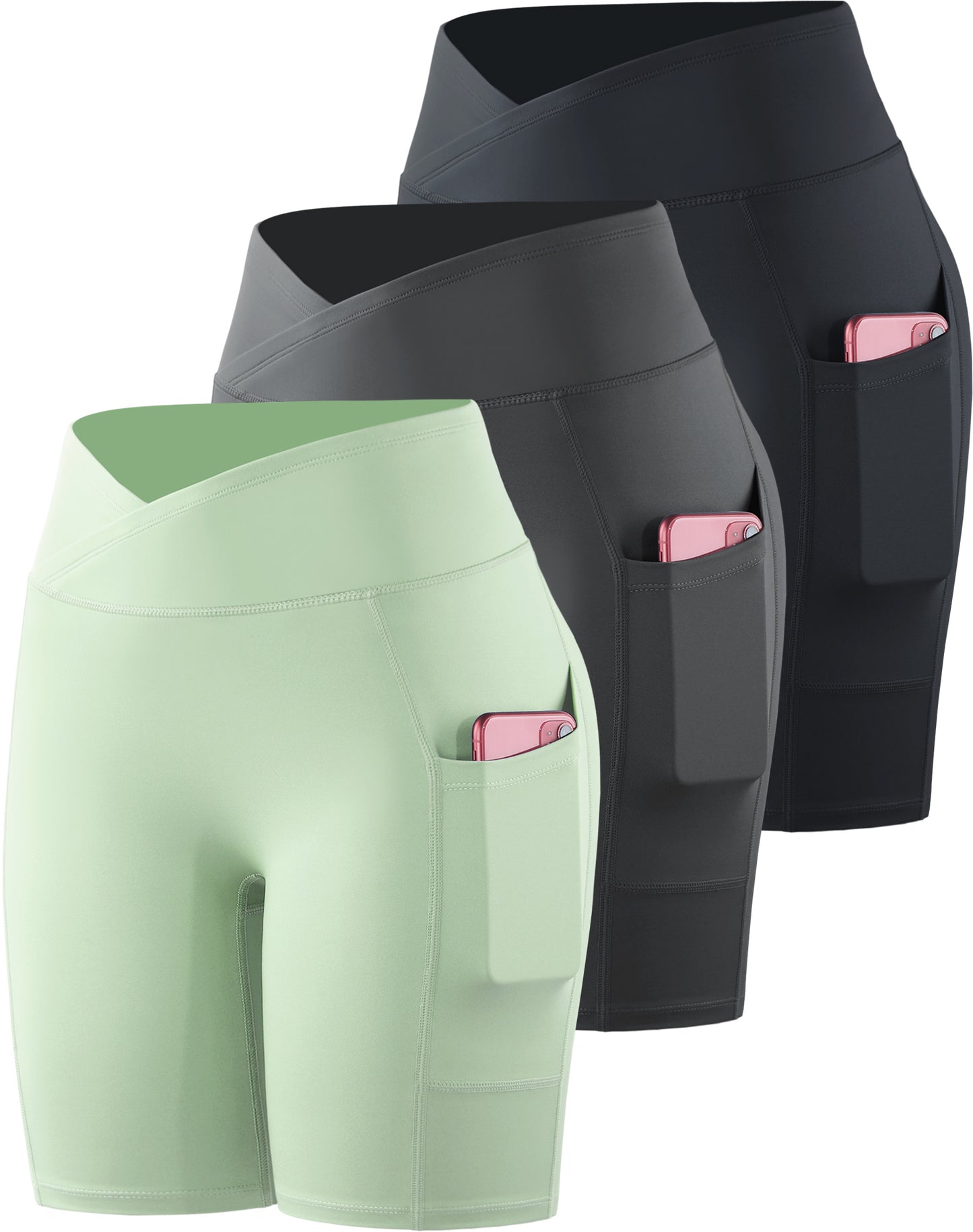 NELEUS Womens V Cross Waist Athletic Bike Shorts for Yoga with Pockets