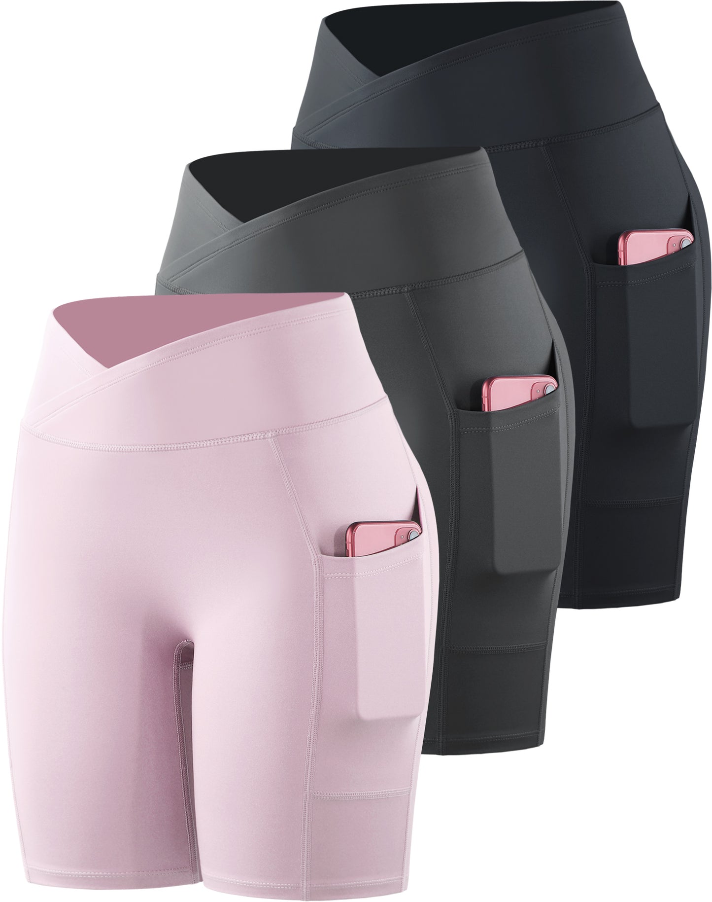 NELEUS Womens V Cross Waist Athletic Bike Shorts for Yoga with Pockets