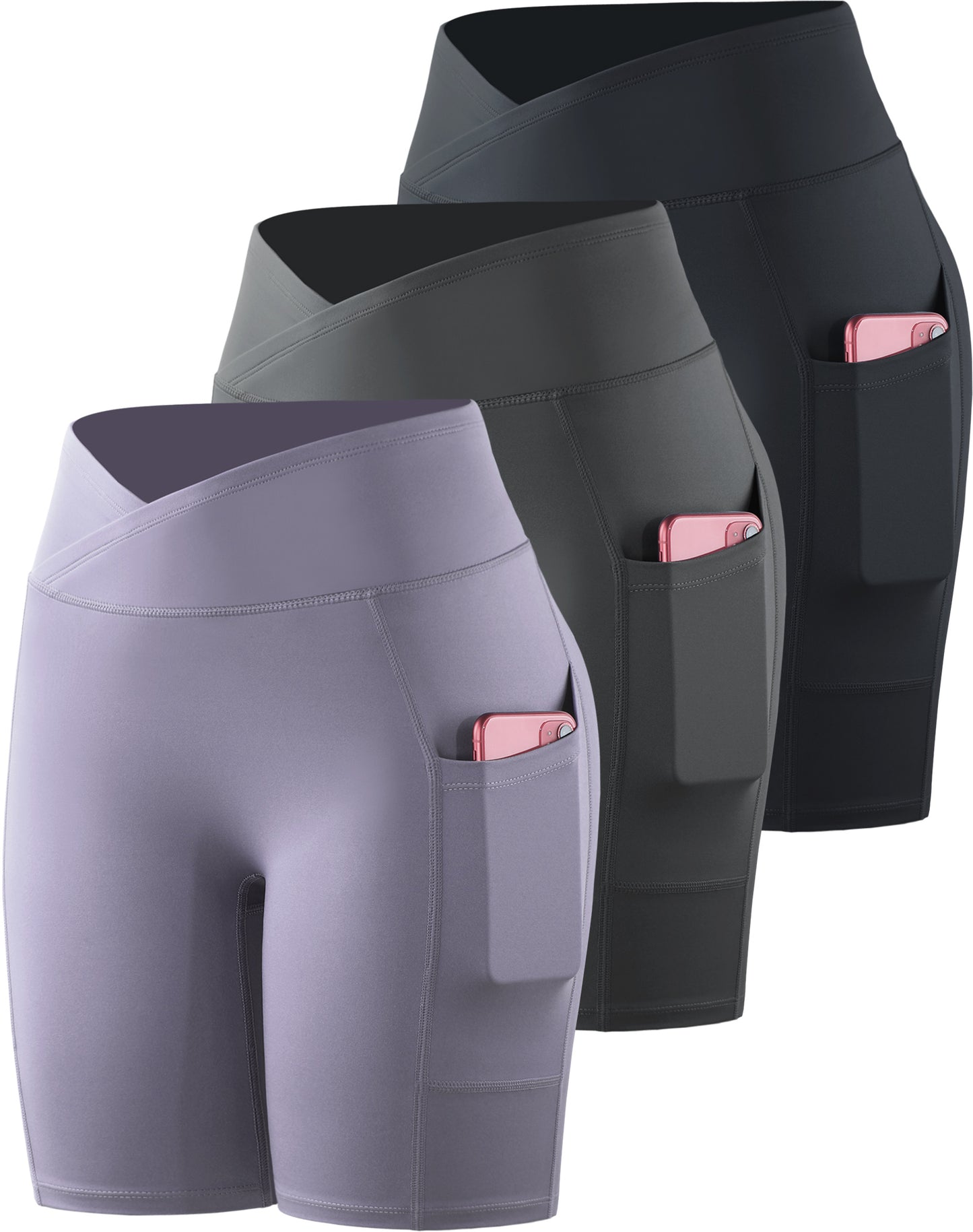 NELEUS Womens V Cross Waist Athletic Bike Shorts for Yoga with Pockets