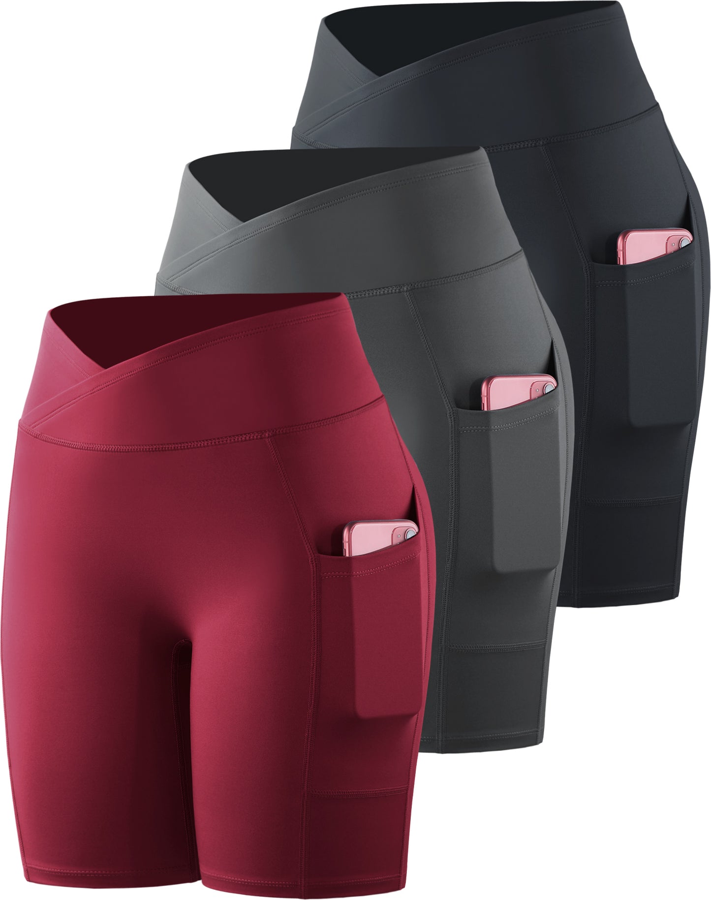 NELEUS Womens V Cross Waist Athletic Bike Shorts for Yoga with Pockets