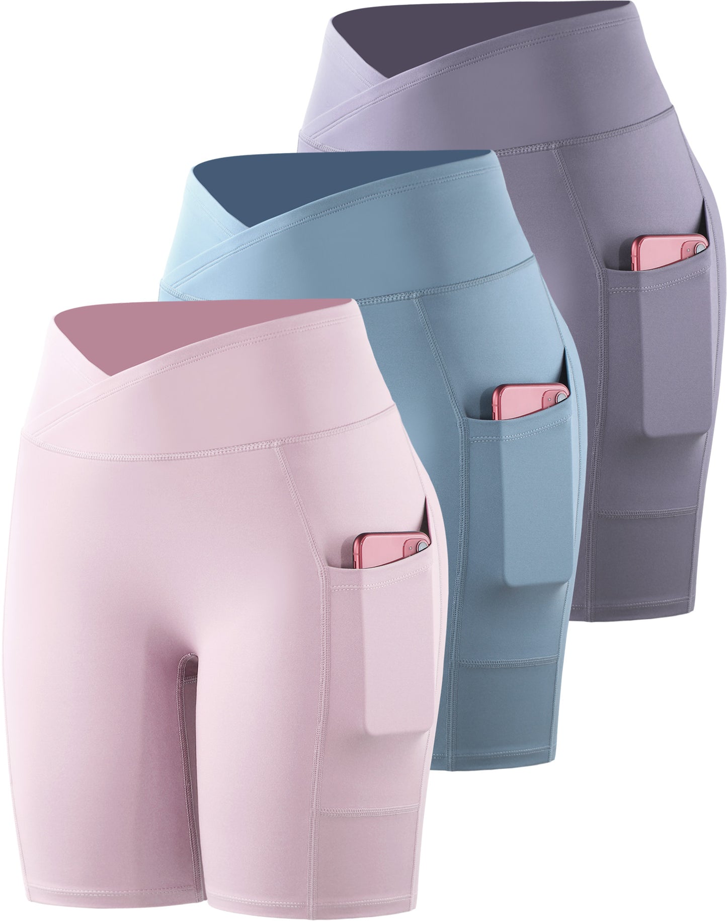 NELEUS Womens V Cross Waist Athletic Bike Shorts for Yoga with Pockets