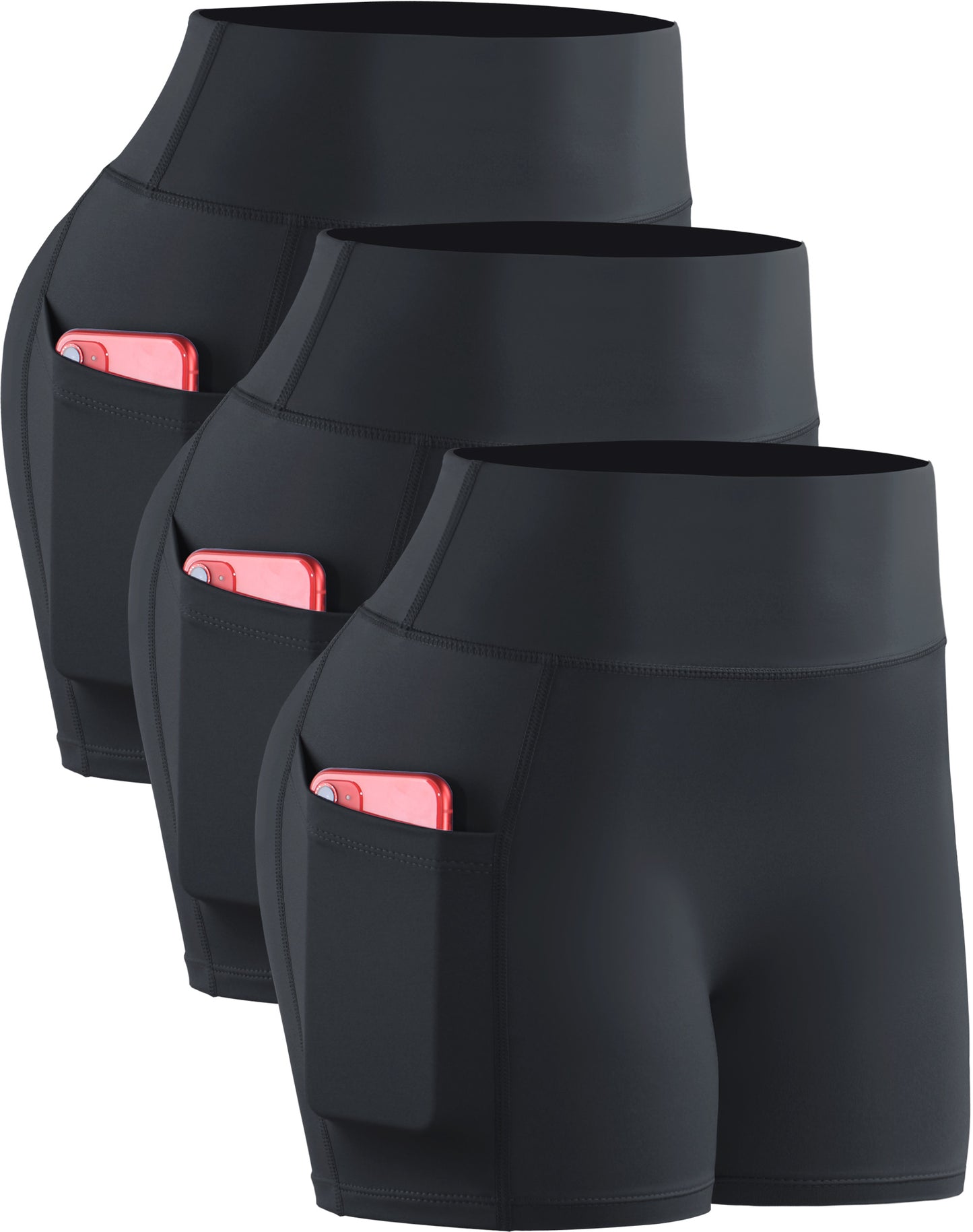 NELEUS Womens 3" Compression Yoga Shorts With Pockets High Waist Tummy Control