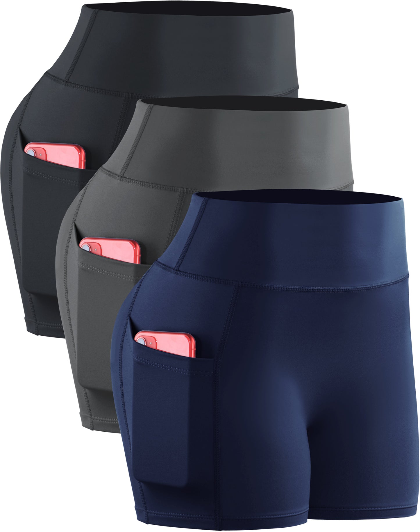 NELEUS Womens 3" Compression Yoga Shorts With Pockets High Waist Tummy Control