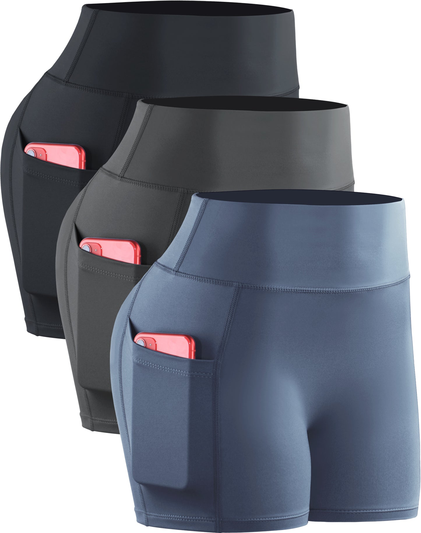 NELEUS Womens 3" Compression Yoga Shorts With Pockets High Waist Tummy Control