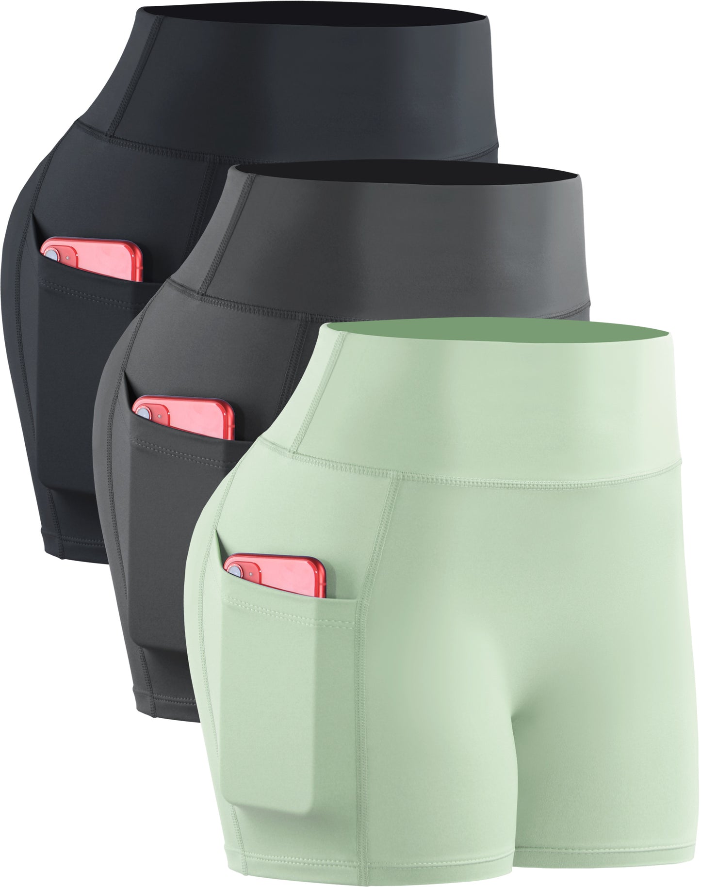 NELEUS Womens 3" Compression Yoga Shorts With Pockets High Waist Tummy Control