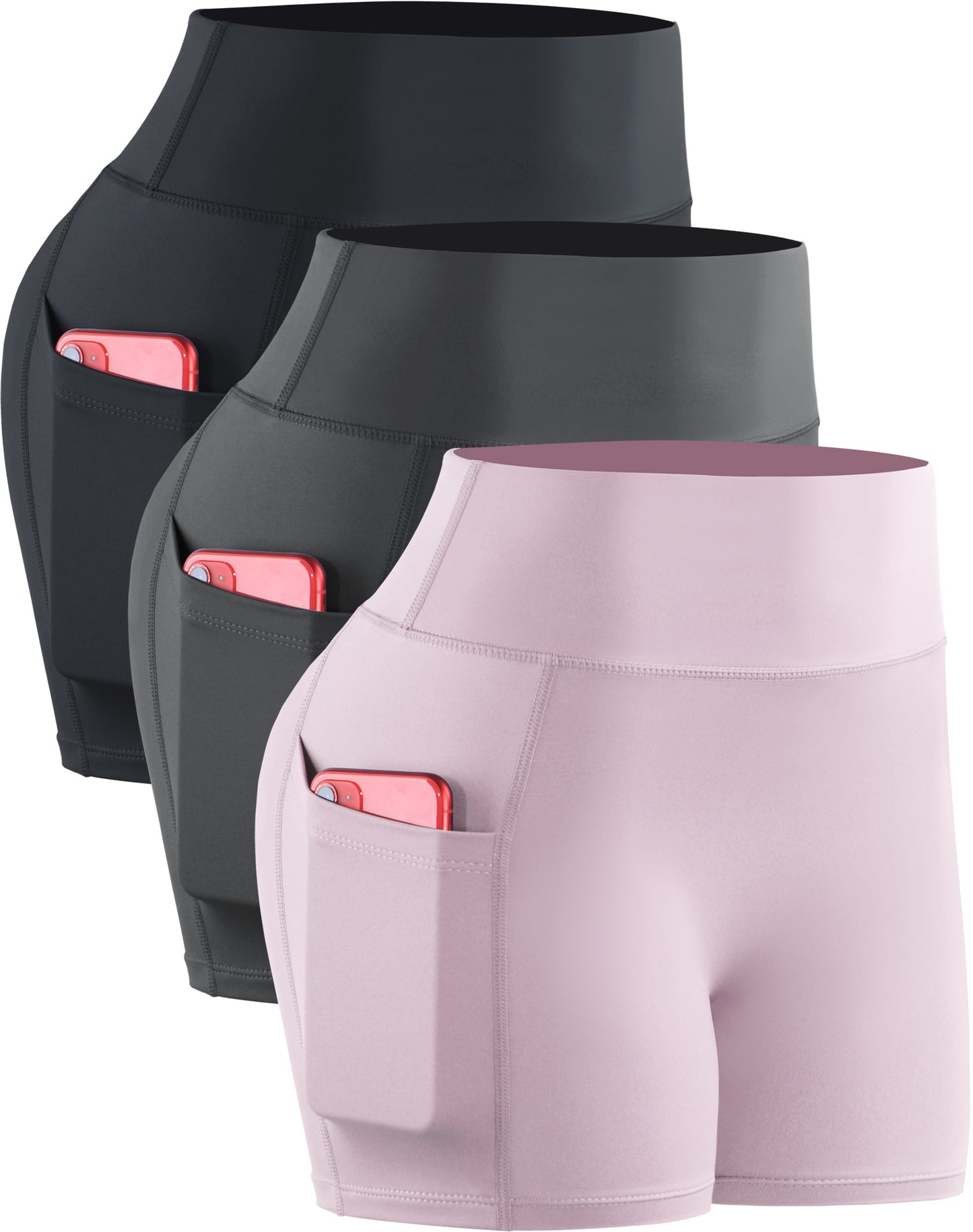 NELEUS Womens 3" Compression Yoga Shorts With Pockets High Waist Tummy Control