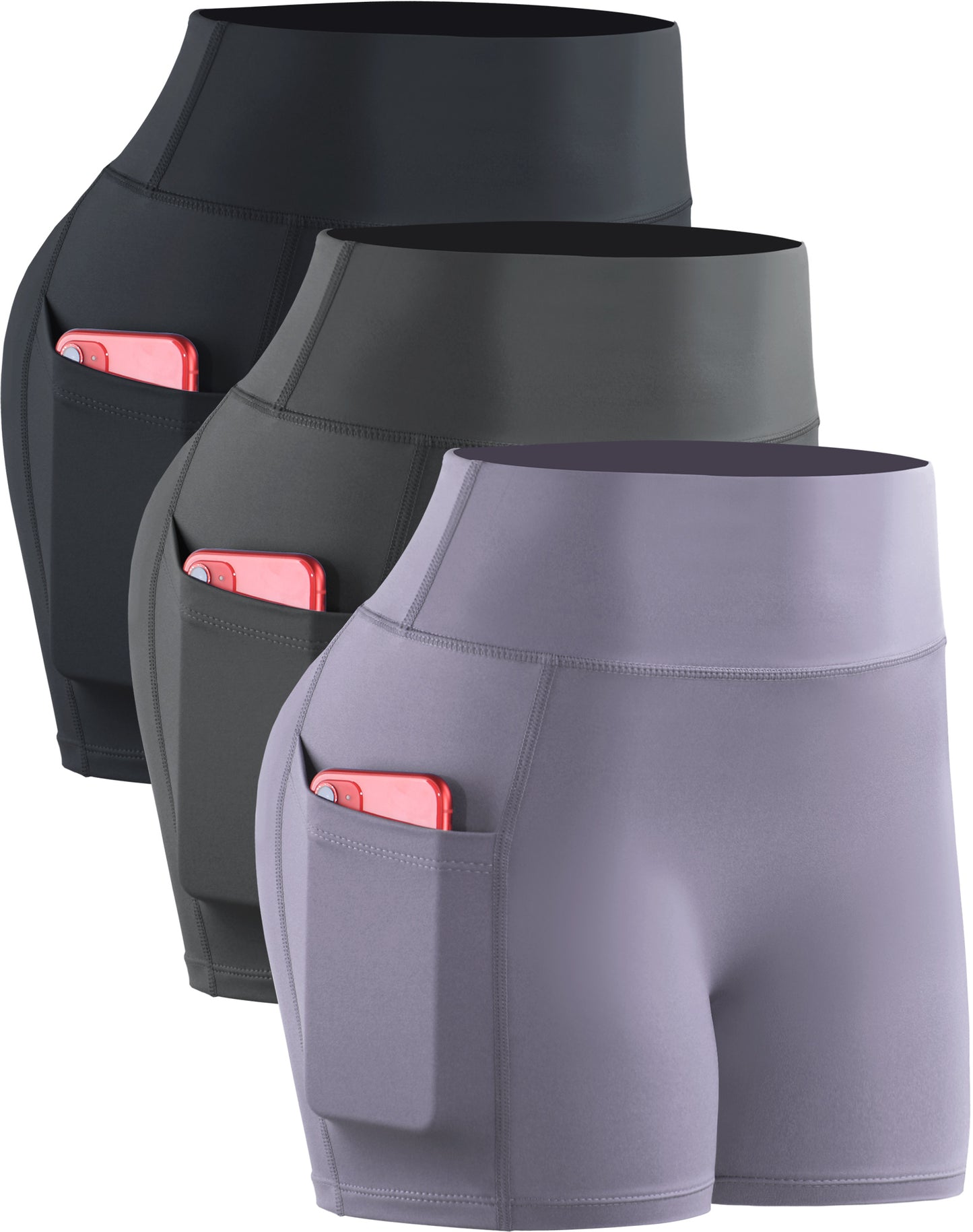 NELEUS Womens 3" Compression Yoga Shorts With Pockets High Waist Tummy Control