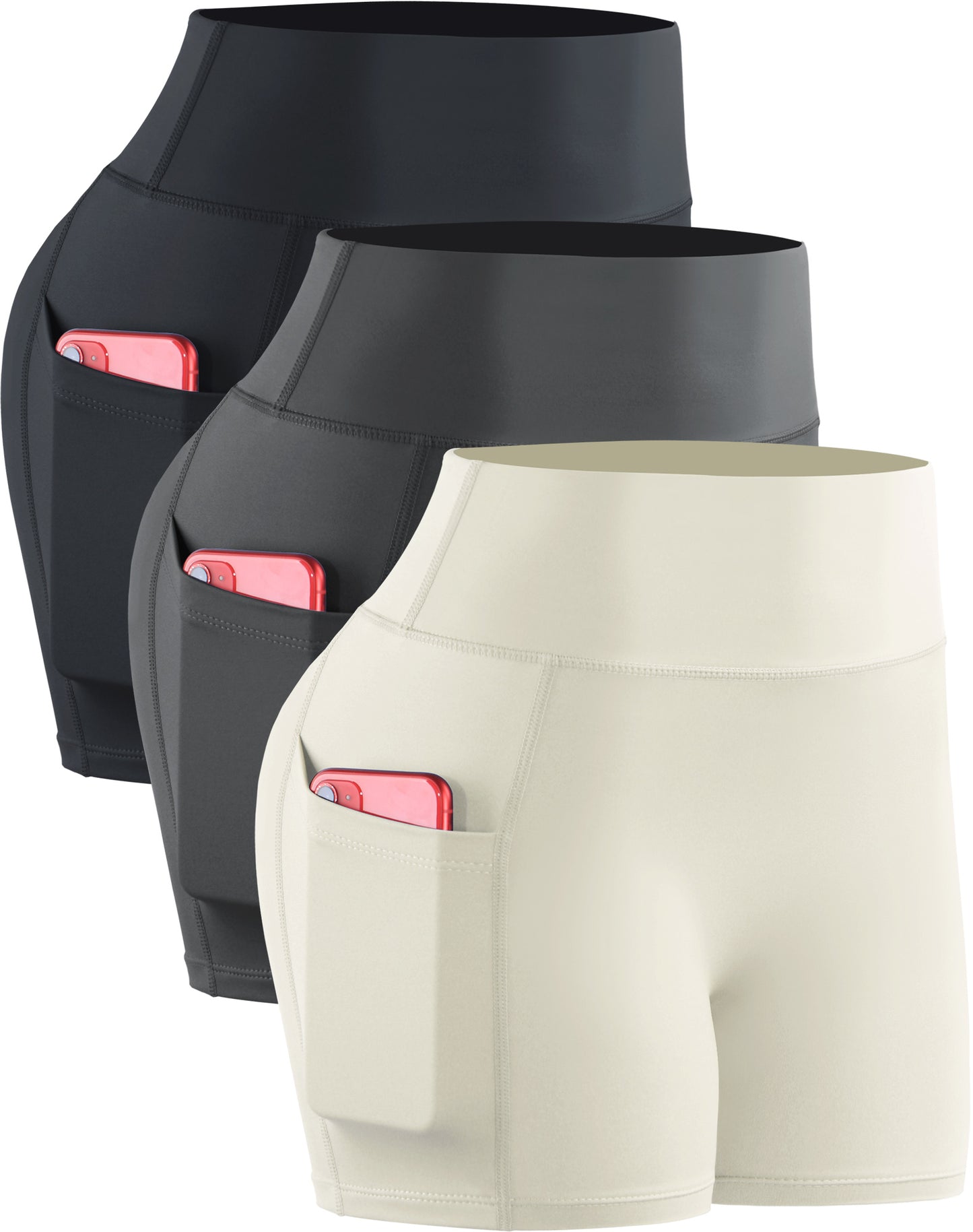NELEUS Womens 3" Compression Yoga Shorts With Pockets High Waist Tummy Control