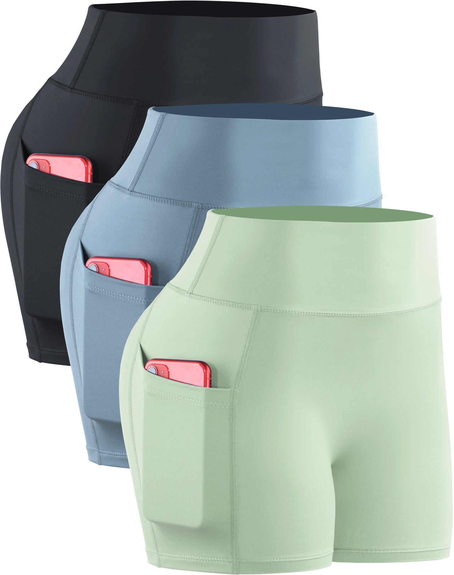 NELEUS Womens 3" Compression Yoga Shorts With Pockets High Waist Tummy Control