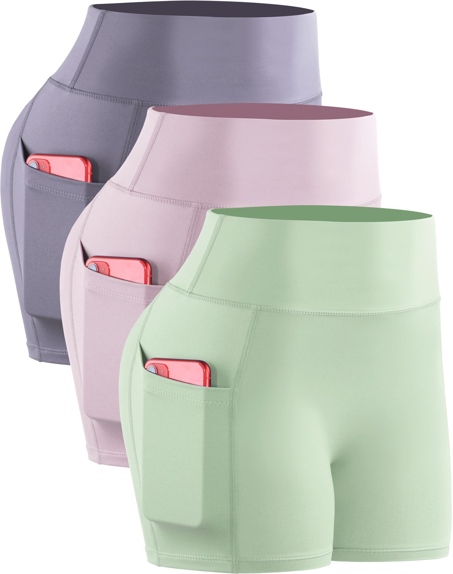 NELEUS Womens 3" Compression Yoga Shorts With Pockets High Waist Tummy Control