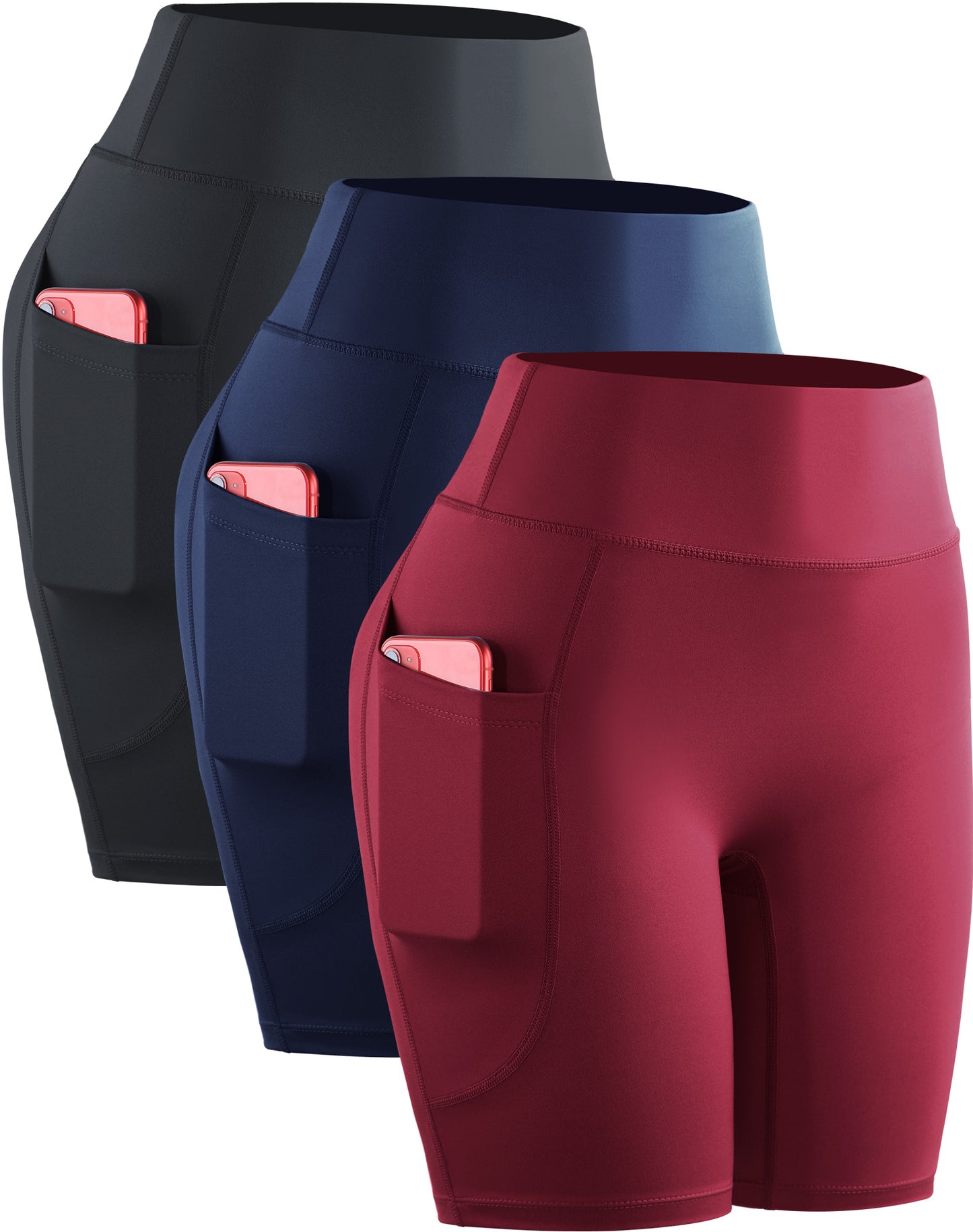 NELEUS Womens High Waist Yoga Shorts for Workout Compression with Pockets,3 packs