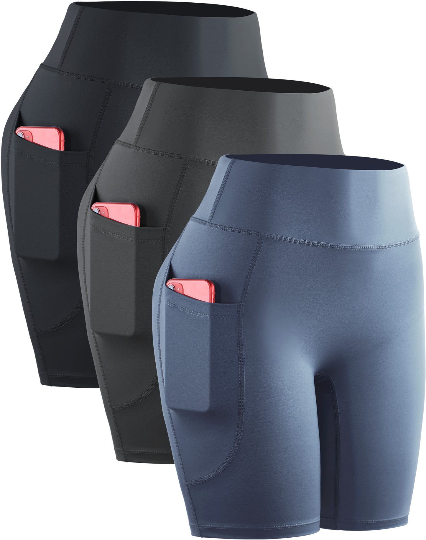 NELEUS Womens High Waist Yoga Shorts for Workout Compression with Pockets,3 packs